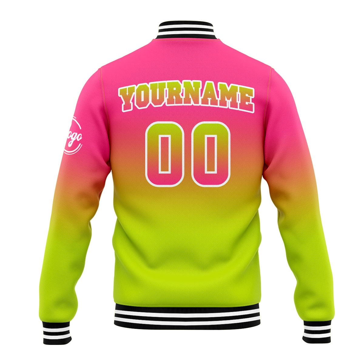 Custom Pink&Chartreuse Varsity Jacket for Men Women and Youth with Personalized Letterman Jacket 