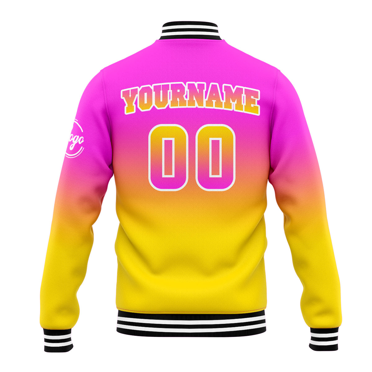 Custom Pink&Yellow Varsity Jacket for Men Women and Youth with Personalized Letterman Jacket 