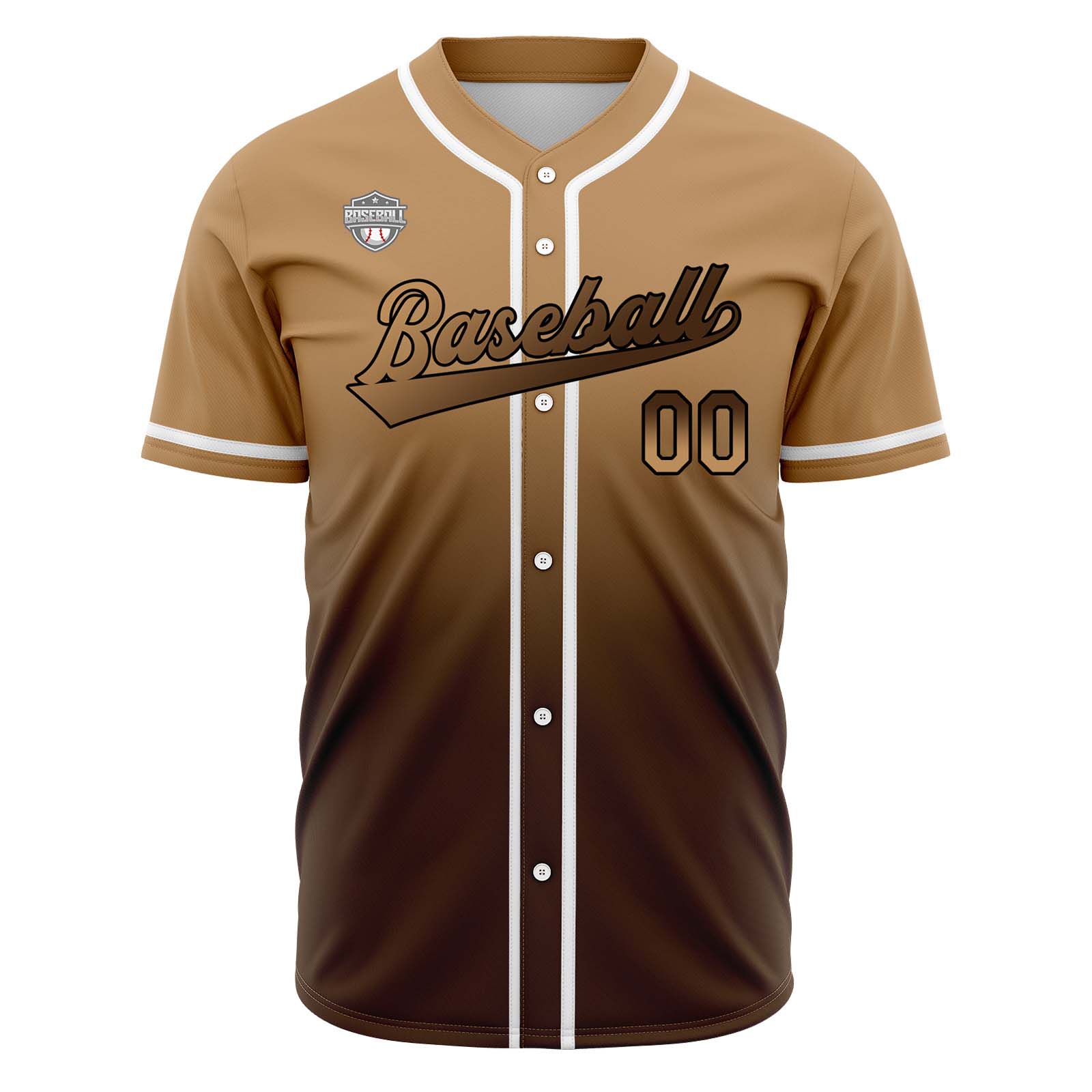 Custom Brown Gradient Baseball Jerseys Personalized Name Number Logo