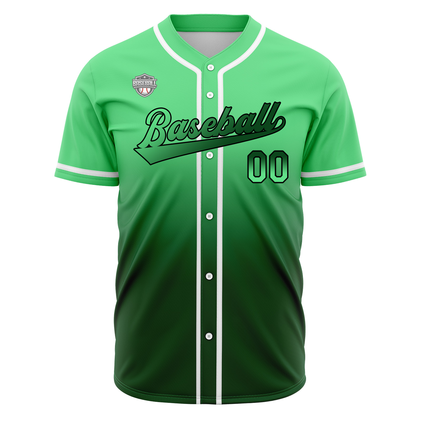 Custom Green Gradient Baseball Jerseys Personalized Name Number Logo