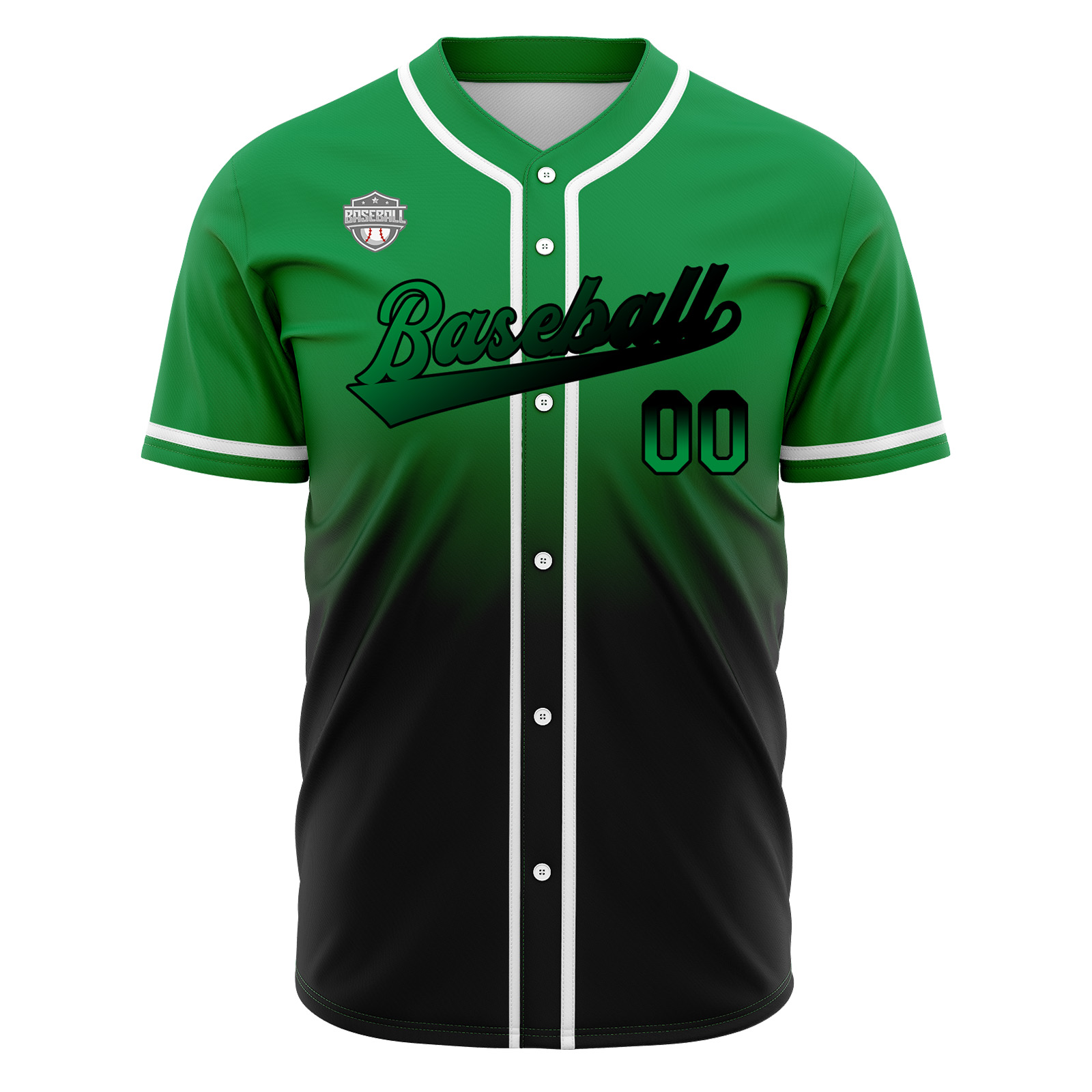 Custom Green&Black Gradient Baseball Jerseys Personalized Name Number Logo
