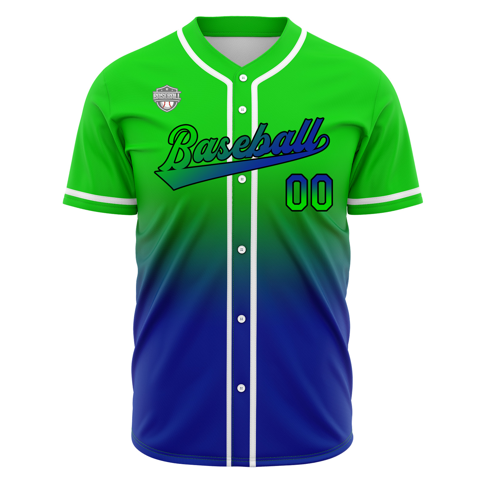Custom Green&Blue Gradient Baseball Jerseys Personalized Name Number Logo