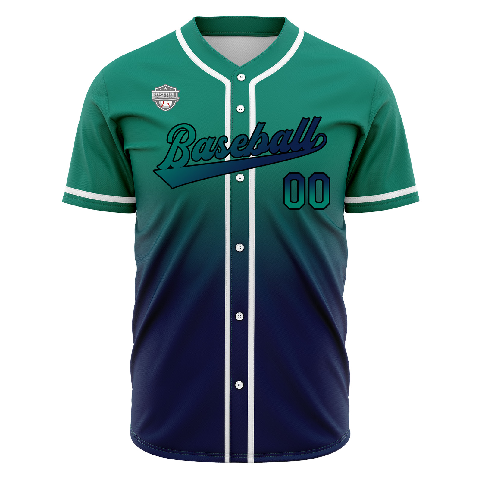 Custom Green&Navy Gradient Baseball Jerseys Personalized Name Number Logo