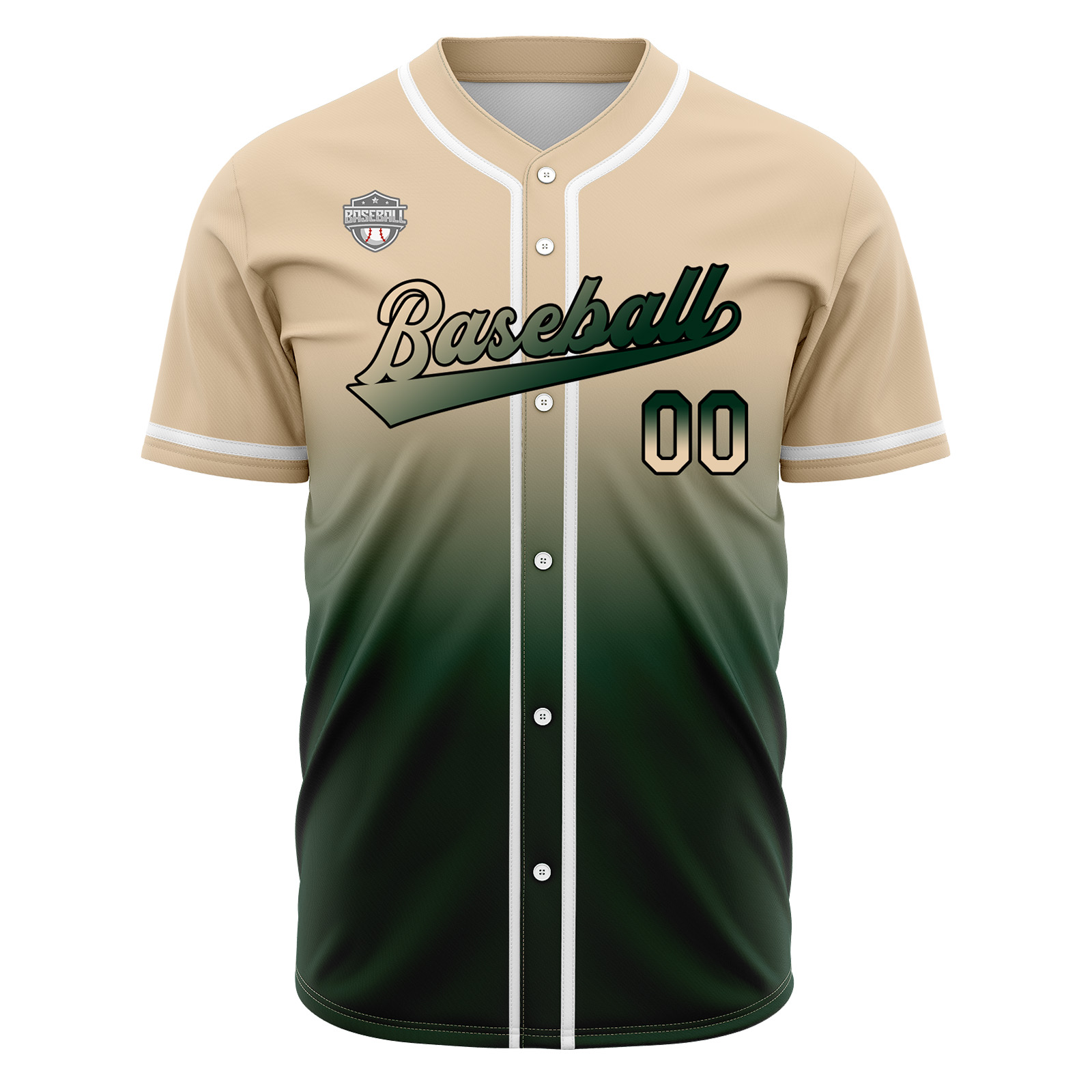Custom Khaki&Dark Green Gradient Baseball Jerseys Personalized Name Number Logo