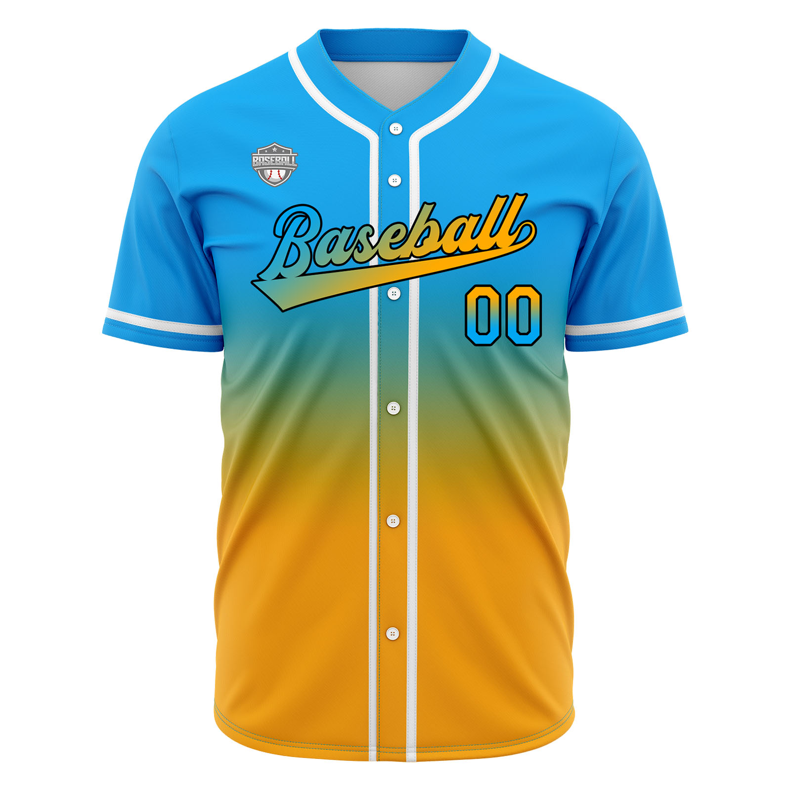 Custom Light Blue&Orange Gradient Baseball Jerseys Personalized Name Number Logo