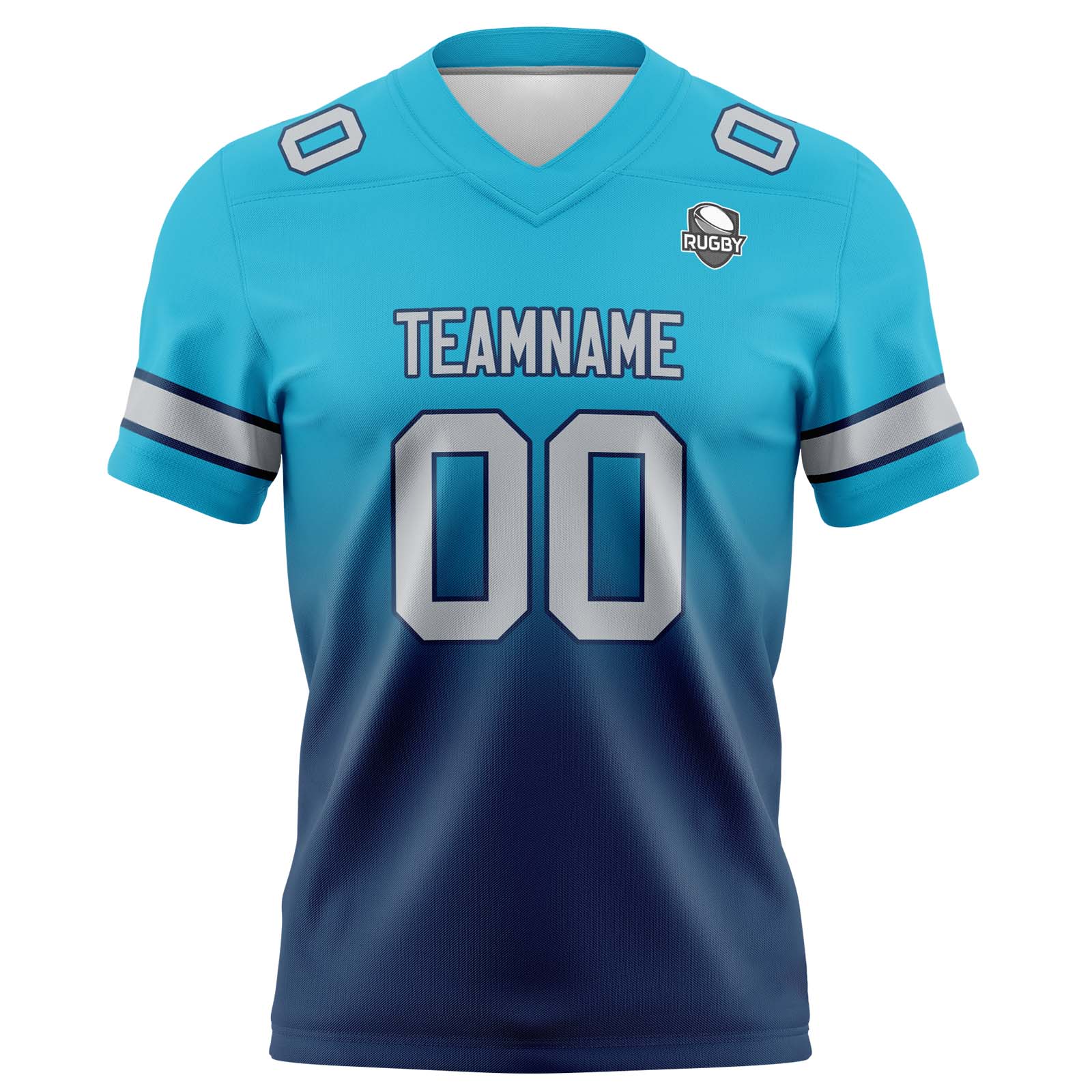 Custom Aqua&Dark Blue Gradient Football Jerseys Personalized Name Number Logo
