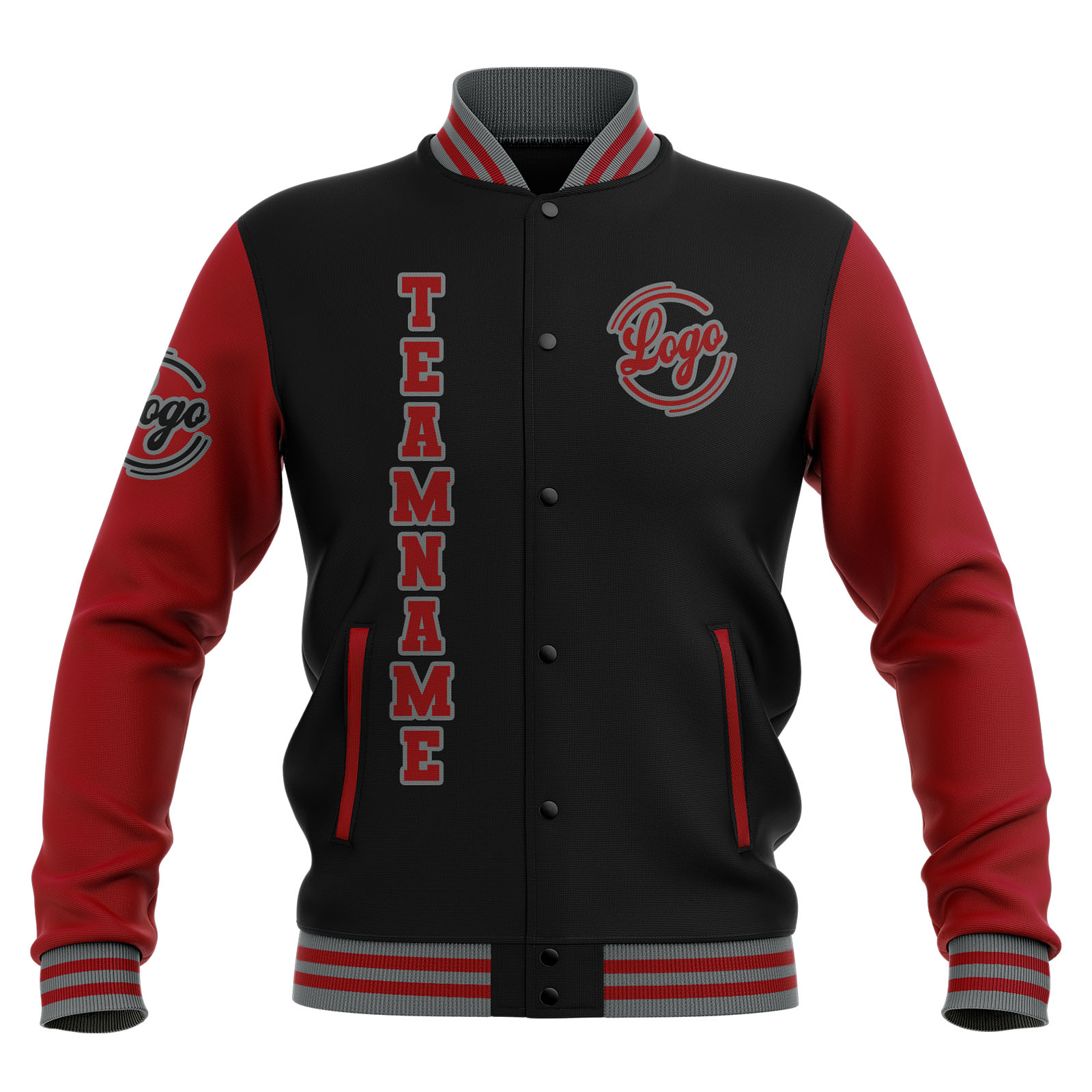 Custom Black Red Grey Waterproof Varsity Jackets Personalized Stitched Name Number Logo to Letterman Jackets