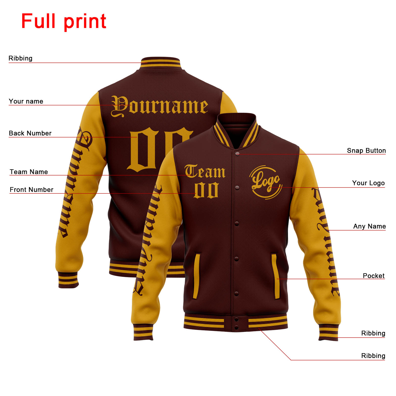 Custom Burgundy Gold Varsity Jacket for Men Women and Youth with Personalized Letterman Jacket 