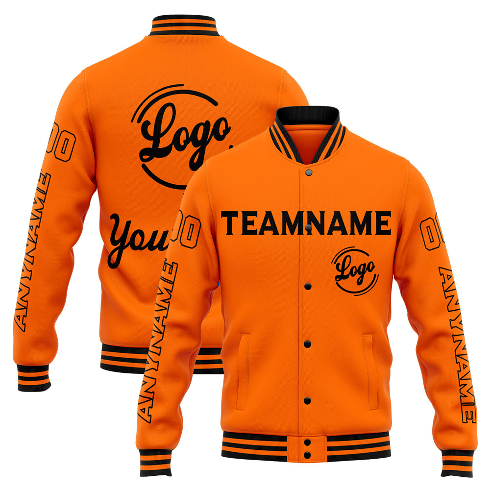 Custom Orange Varsity Jacket for Men Women and Youth with Personalized Letterman Jacket 