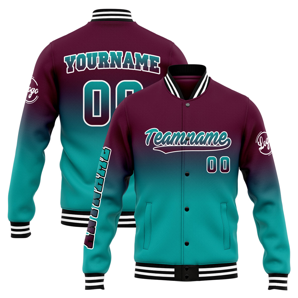 Custom Burgundy&Teal Varsity Jacket for Men Women and Youth with Personalized Letterman Jacket 