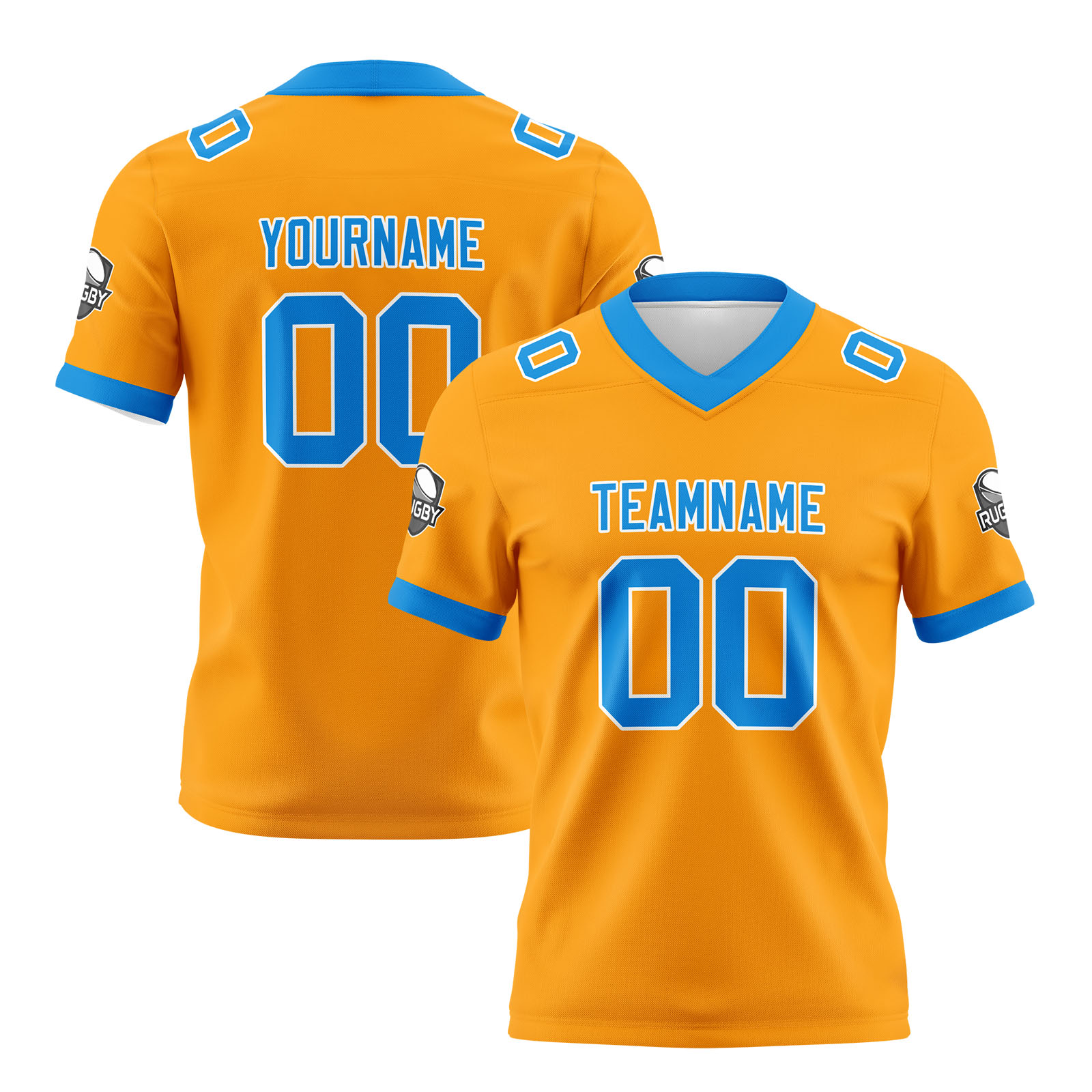 Custom Orange Blue Football Jersey Personalized Football Shirts for Men Printed Team Name Number Logo