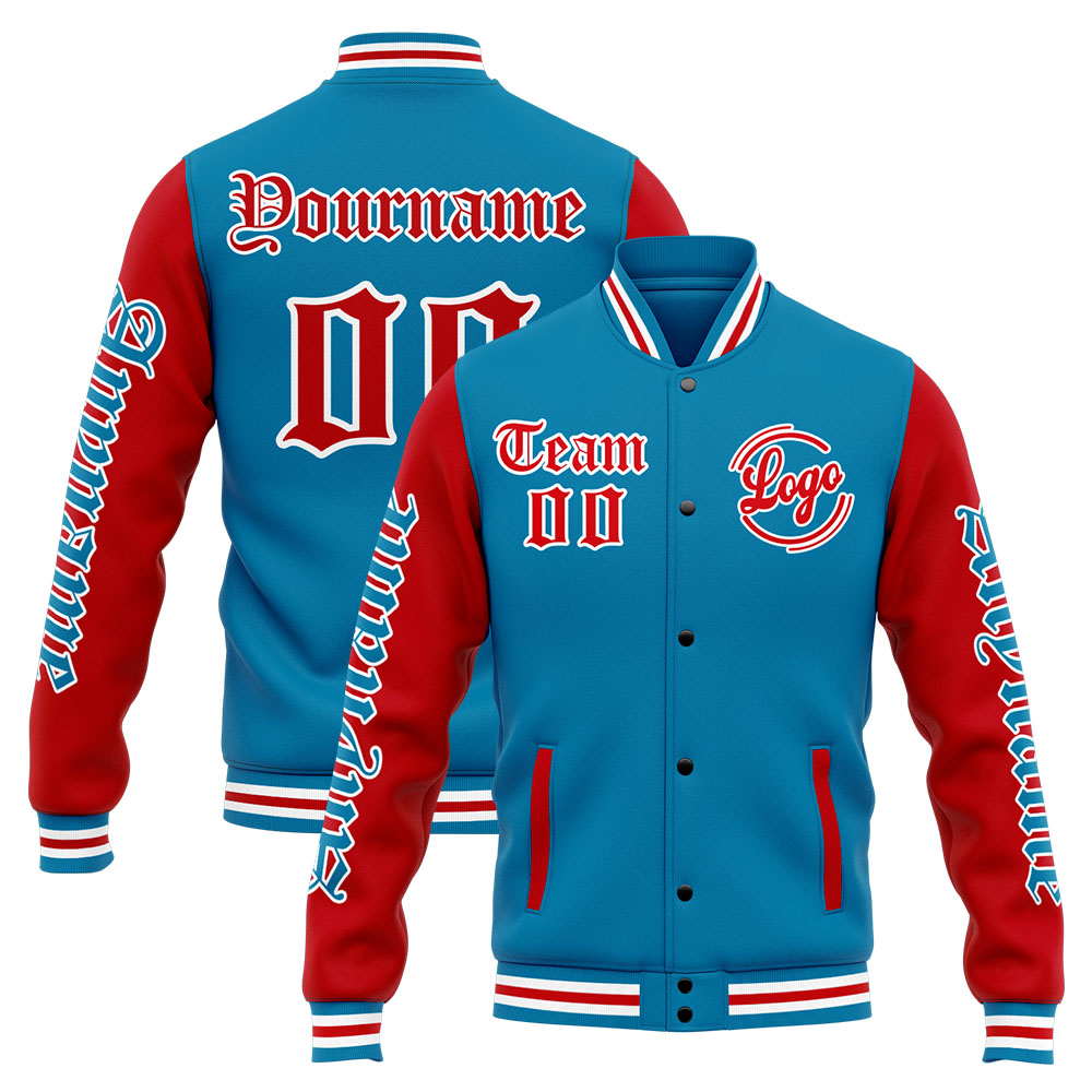 Custom Blue Red Varsity Jacket for Men Women and Youth with Personalized Letterman Jacket 