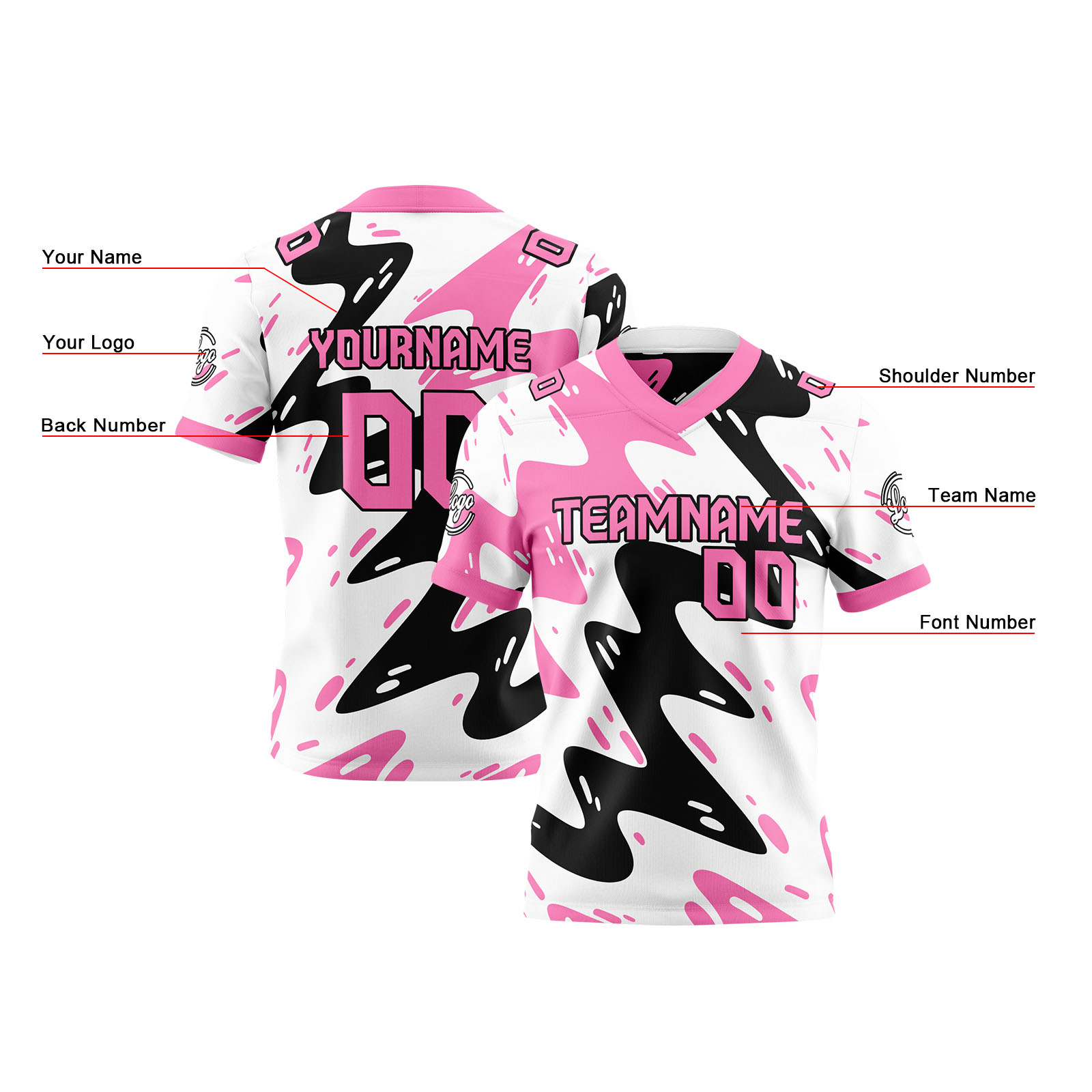 Custom Pink White Reversible Football Jersey Personalized Gradient Football Shirts for Men Printed Team Name Number Logo