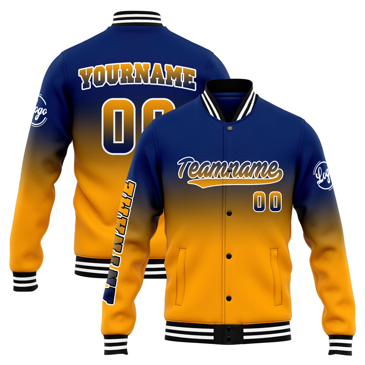 Custom Navy&Orange Varsity Jacket for Men Women and Youth with Personalized Letterman Jacket 