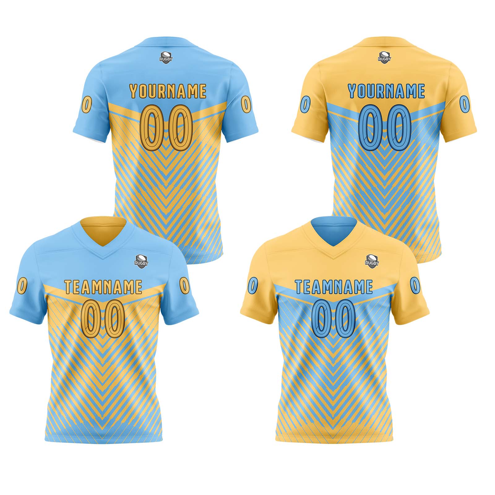 Custom Blue Yellow Reversible Football Jersey Personalized Gradient Football Shirts for Men Printed Team Name Number Logo