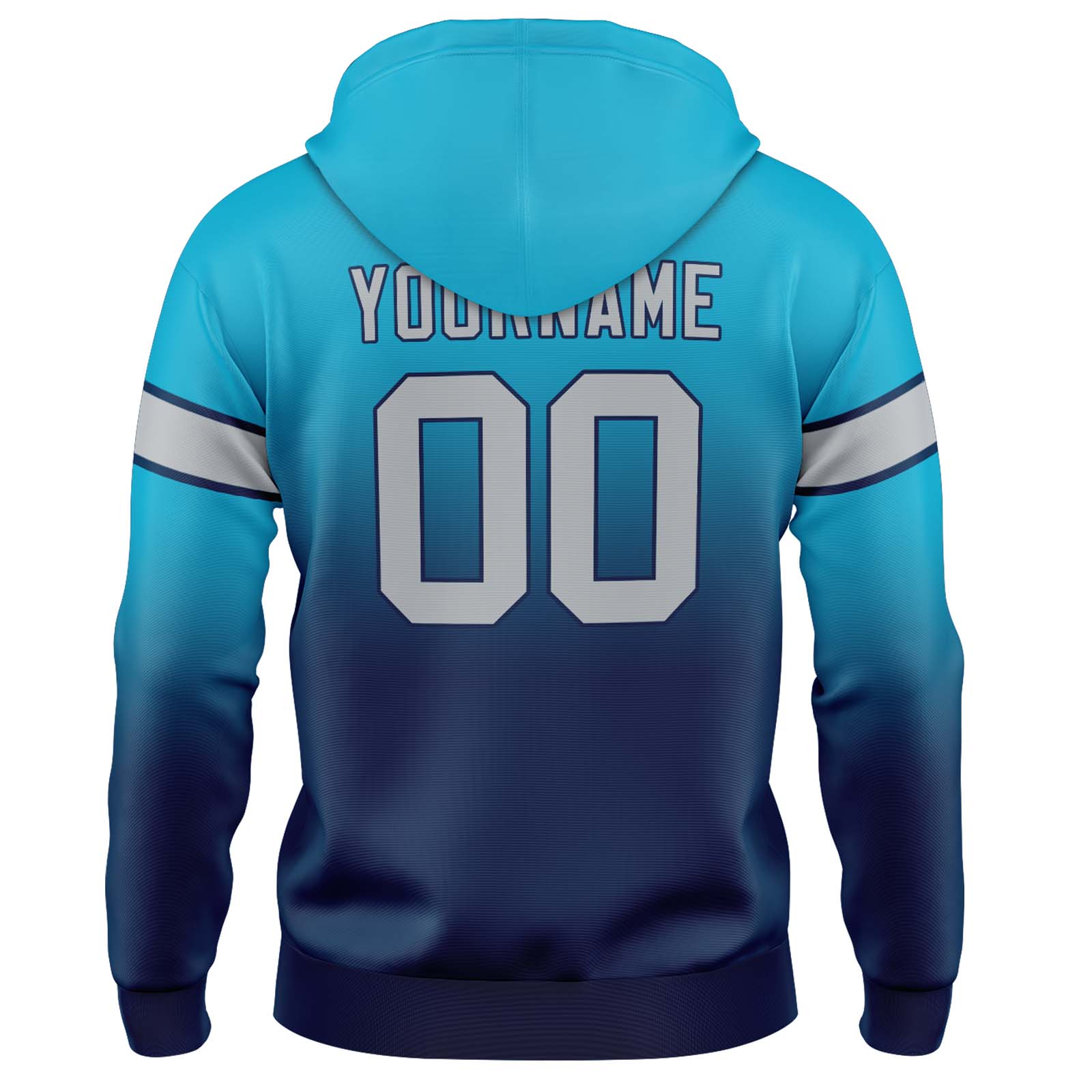 Custom Aqua Dark Blue Gradient Hoodie for Women Men and Youths Personalized Pullover Football Sweatshirt
