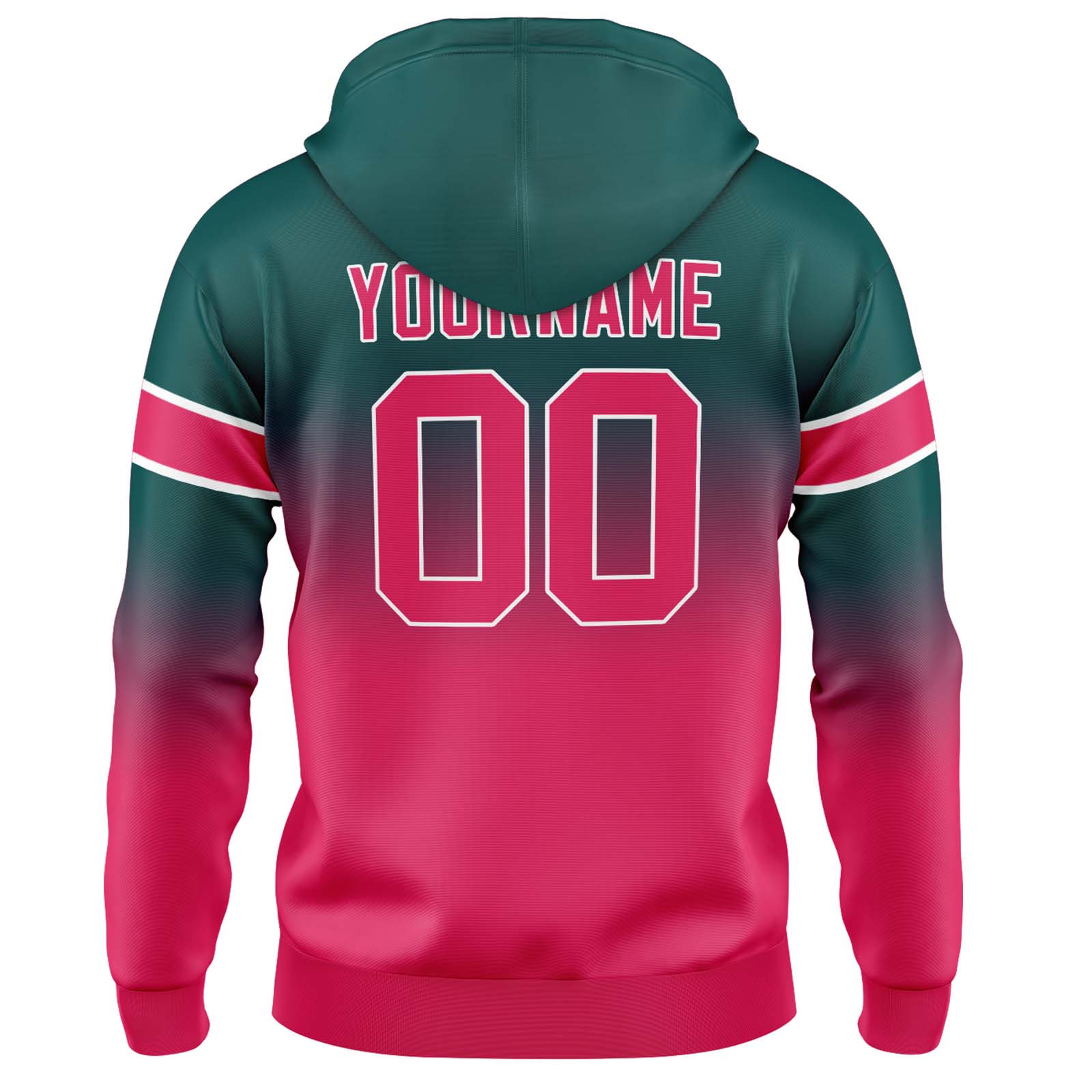 Custom Dark Green Pink Gradient Hoodie for Women Men and Youths Personalized Pullover Football Sweatshirt