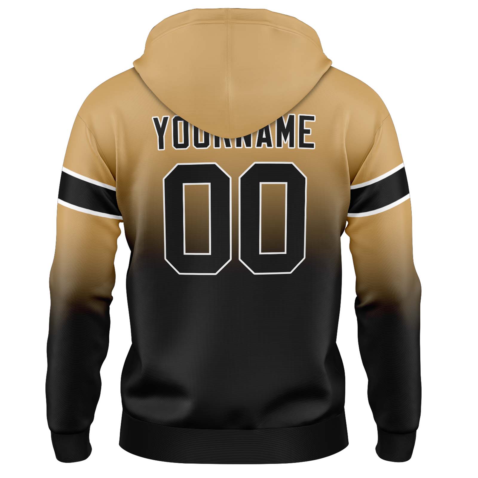 Custom Gold Black Gradient Hoodie for Women Men and Youths Personalized Pullover Football Sweatshirt