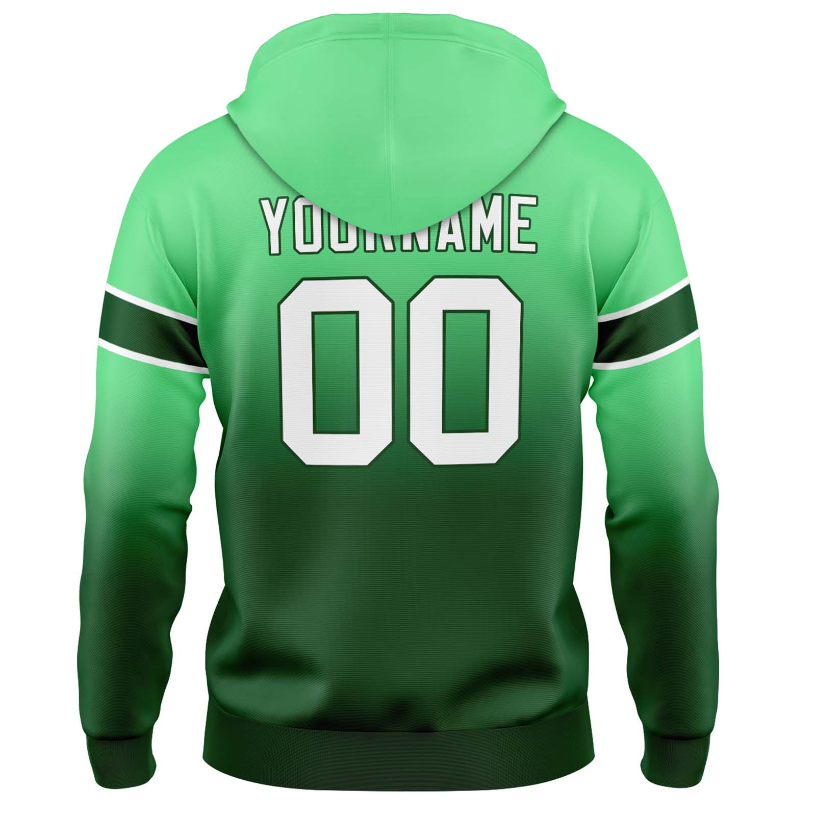 Custom Green Gradient Hoodie for Women Men and Youths Personalized Pullover Football Sweatshirt