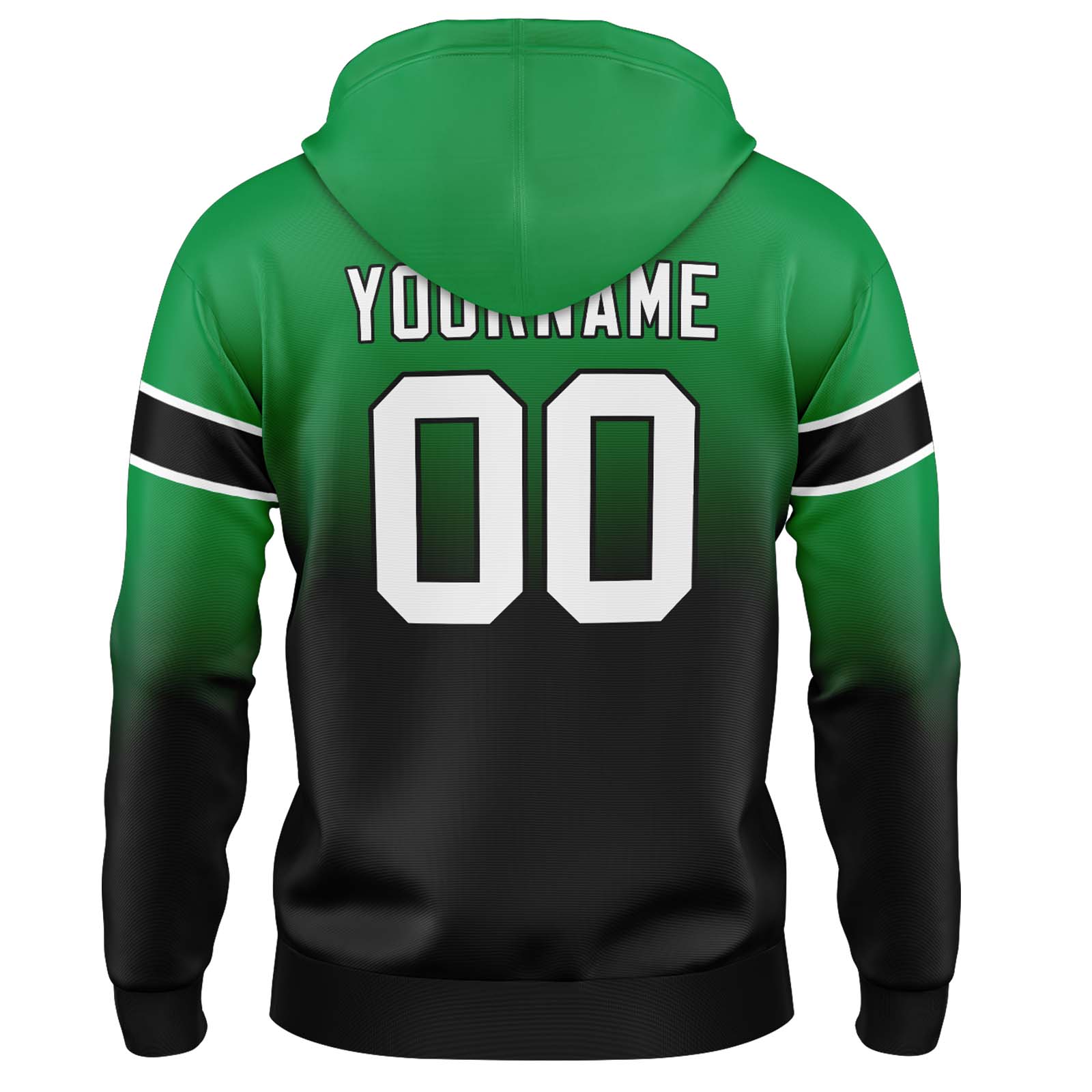 Custom Green Black Gradient Hoodie for Women Men and Youths Personalized Pullover Football Sweatshirt
