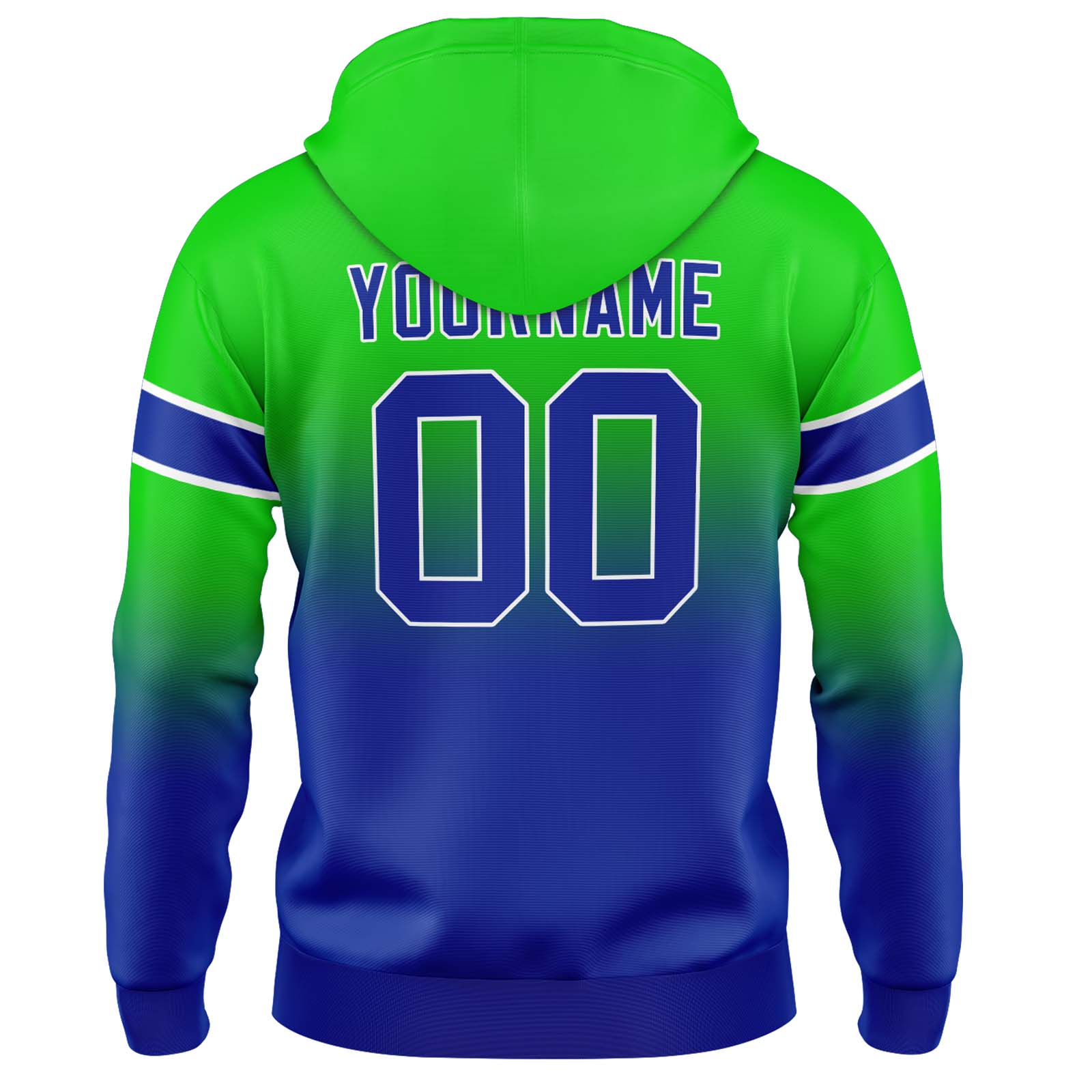 Custom Green Blue Gradient Hoodie for Women Men and Youths Personalized Pullover Football Sweatshirt