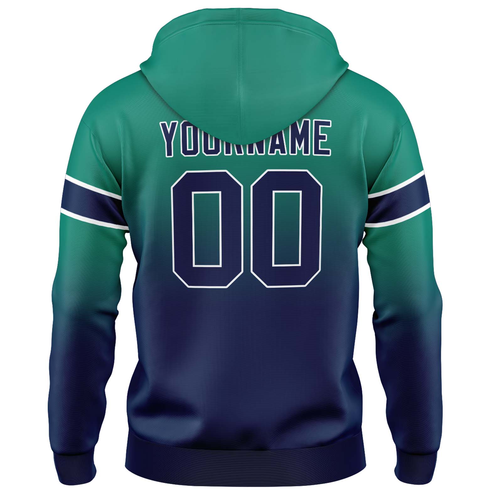 Custom Green Navy Gradient Hoodie for Women Men and Youths Personalized Pullover Football Sweatshirt