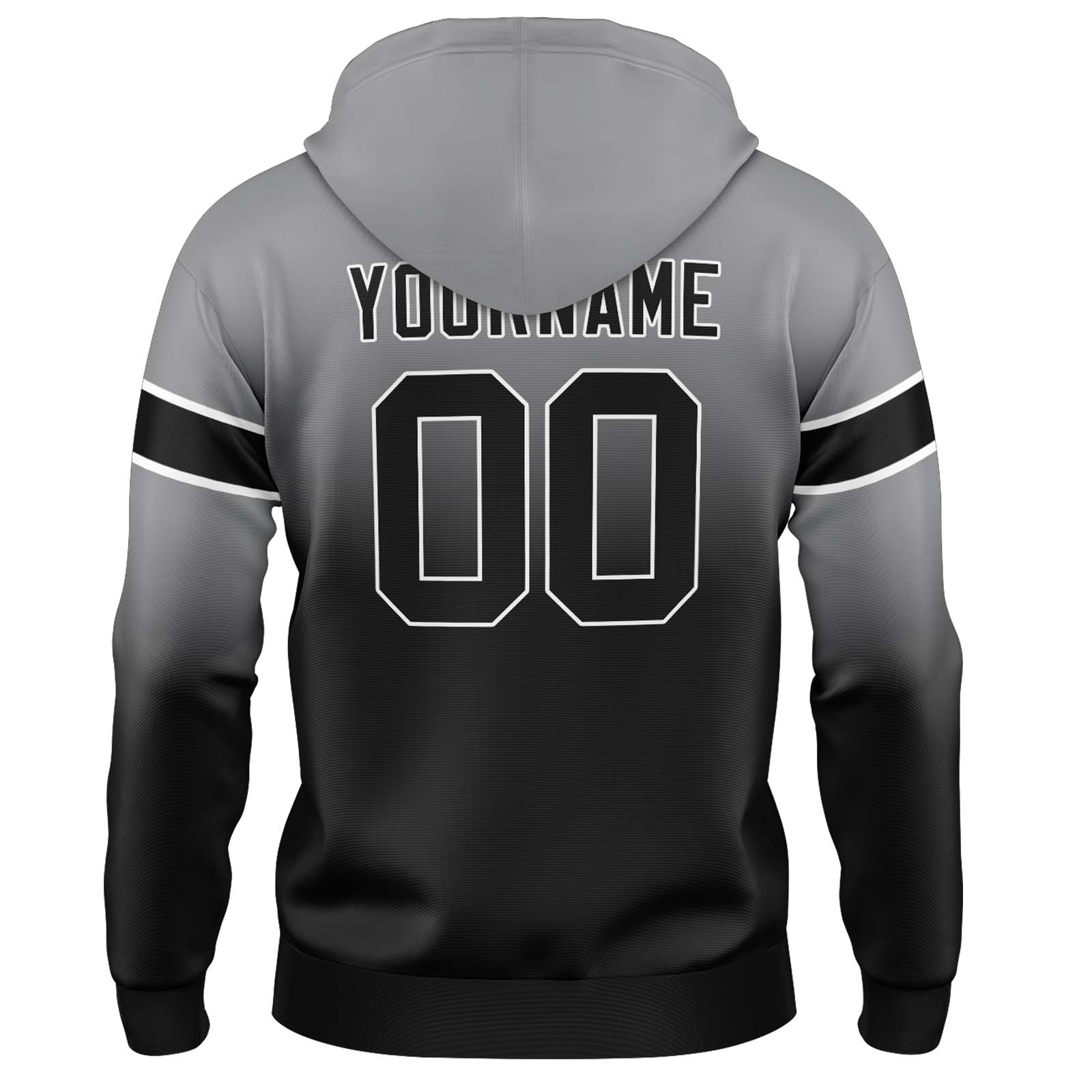 Custom Grey Black Gradient Hoodie for Women Men and Youths Personalized Pullover Football Sweatshirt
