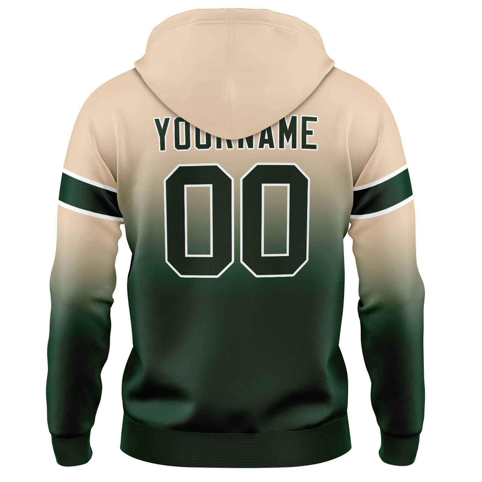 Custom Khaki Dark Green Gradient Hoodie for Women Men and Youths Personalized Pullover Football Sweatshirt