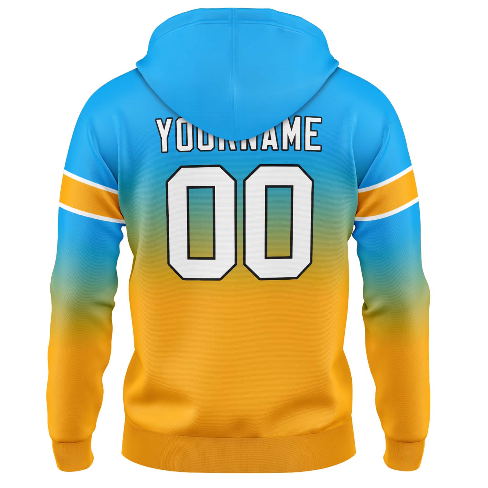 Custom Light Blue Orange Gradient Hoodie for Women Men and Youths Personalized Pullover Football Sweatshirt