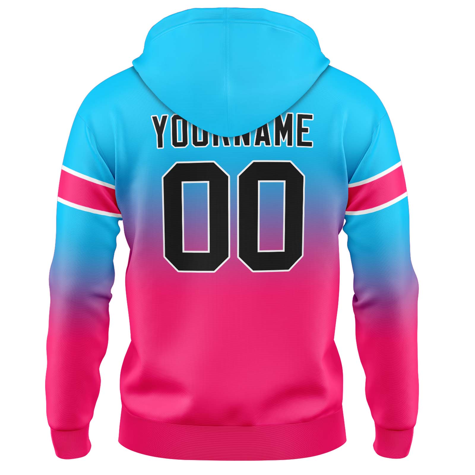 Custom Light Blue Pink Gradient Hoodie for Women Men and Youths Personalized Pullover Football Sweatshirt