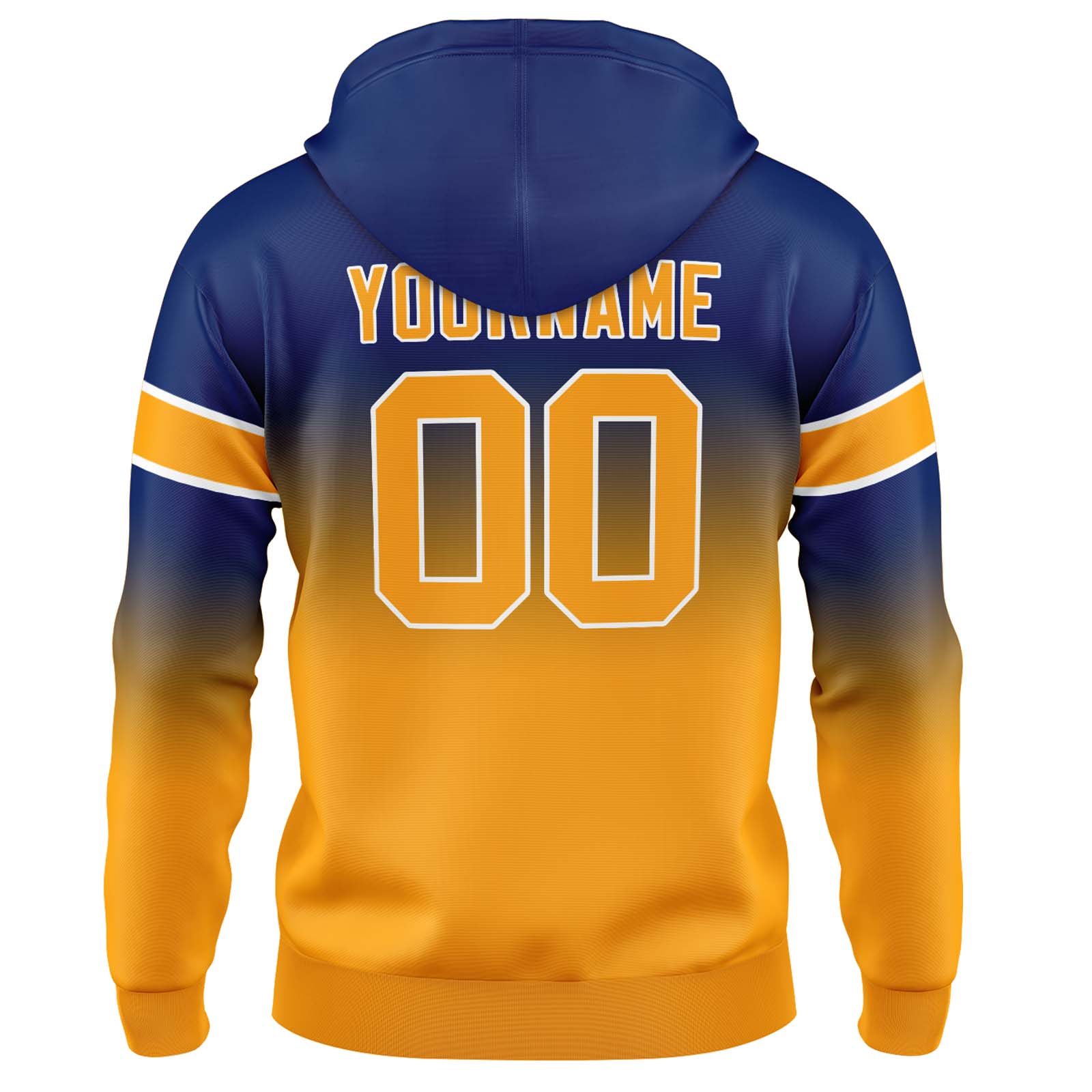 Custom Navy Orange Gradient Hoodie for Women Men and Youths Personalized Pullover Football Sweatshirt