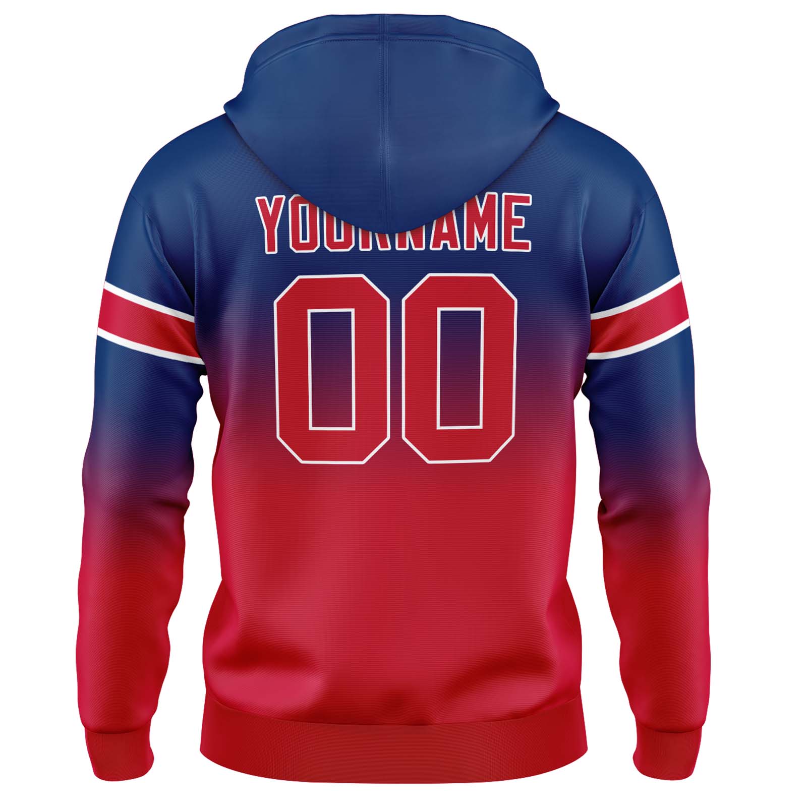 Custom Navy Red Gradient Hoodie for Women Men and Youths Personalized Pullover Football Sweatshirt