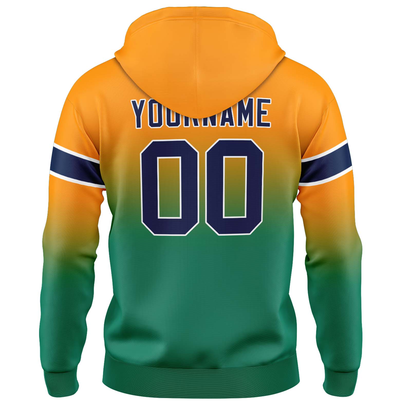 Custom Orange Green Gradient Hoodie for Women Men and Youths Personalized Pullover Football Sweatshirt