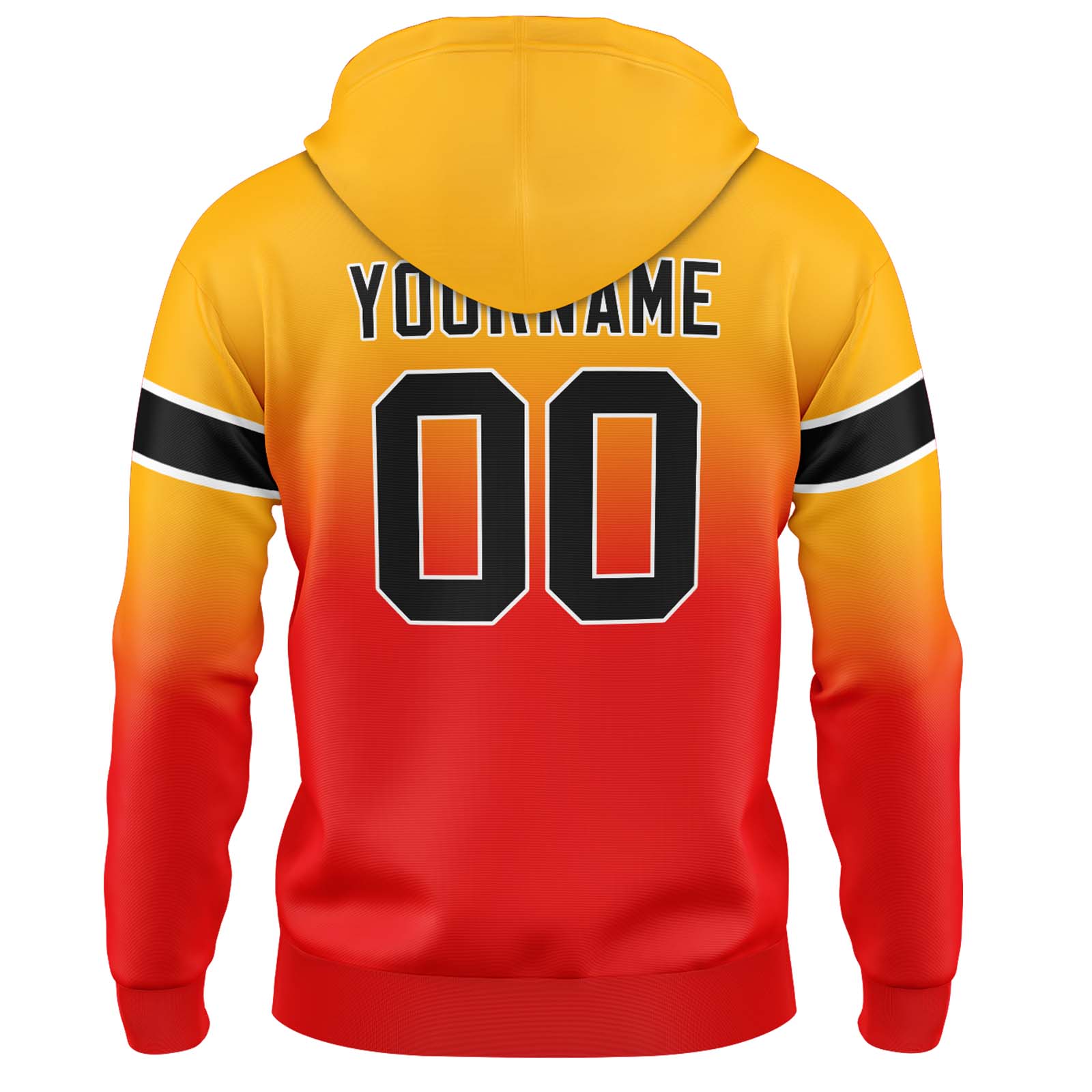 Custom Orange Red Gradient Hoodie for Women Men and Youths Personalized Pullover Football Sweatshirt
