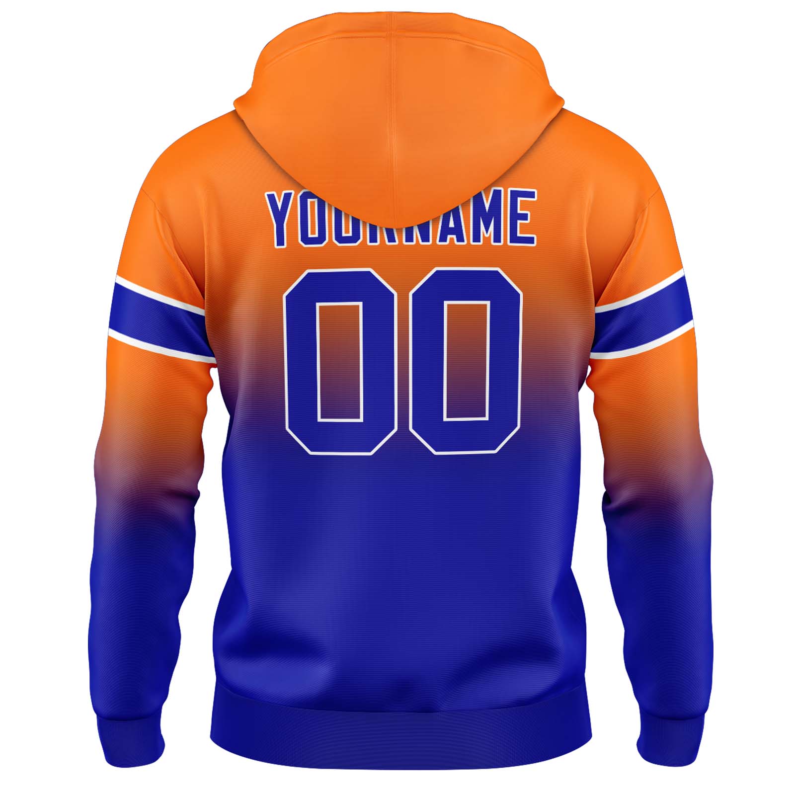 Custom Orange Royal Gradient Hoodie for Women Men and Youths Personalized Pullover Football Sweatshirt