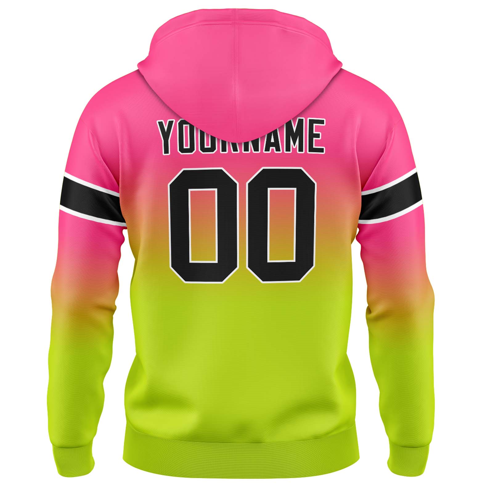 Custom Pink Chartreuse Gradient Hoodie for Women Men and Youths Personalized Pullover Football Sweatshirt
