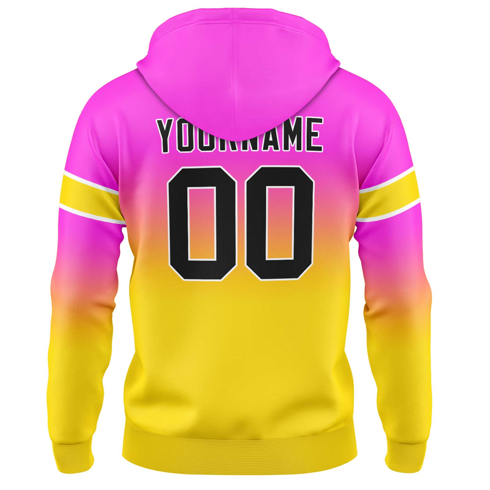 Custom Pink Yellow Gradient Hoodie for Women Men and Youths Personalized Pullover Football Sweatshirt