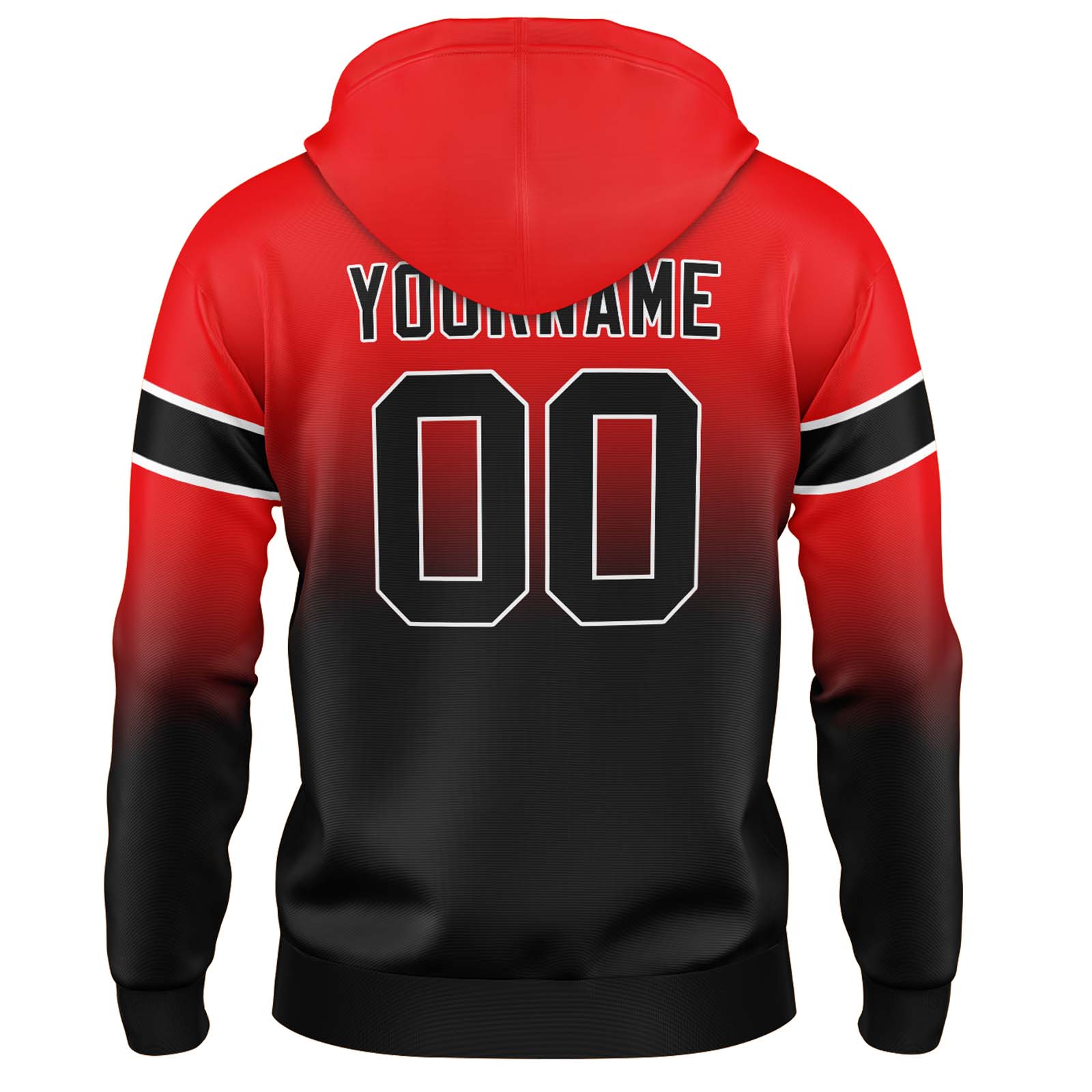 Custom Red Black Gradient Hoodie for Women Men and Youths Personalized Pullover Football Sweatshirt