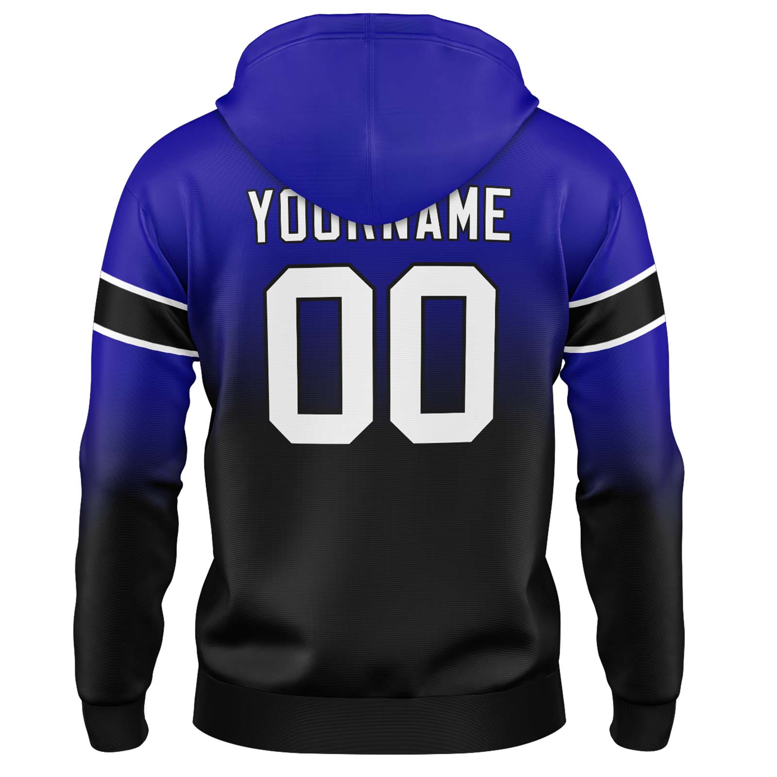 Custom Royal Black Gradient Hoodie for Women Men and Youths Personalized Pullover Football Sweatshirt