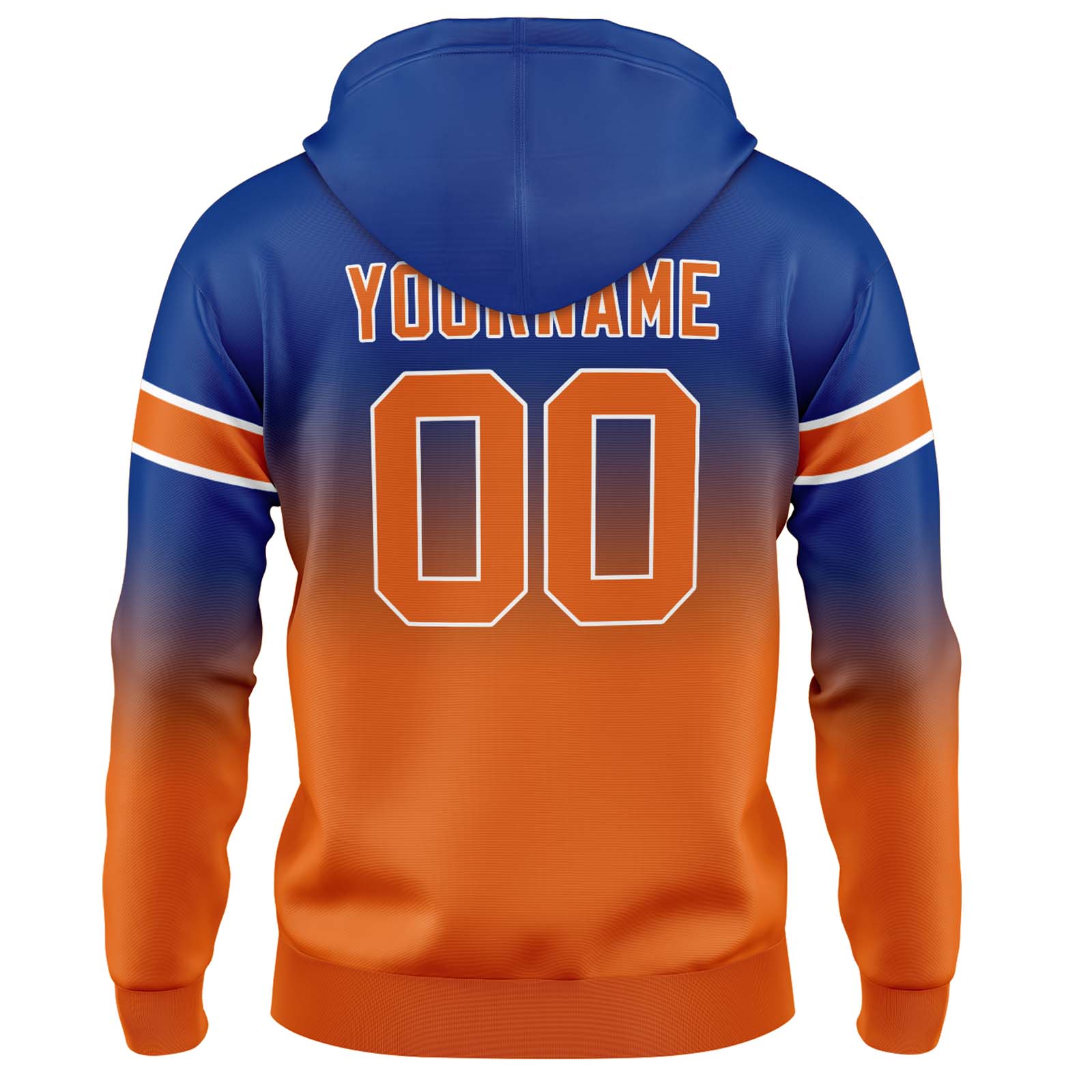 Custom Royal Orange Gradient Hoodie for Women Men and Youths Personalized Pullover Football Sweatshirt