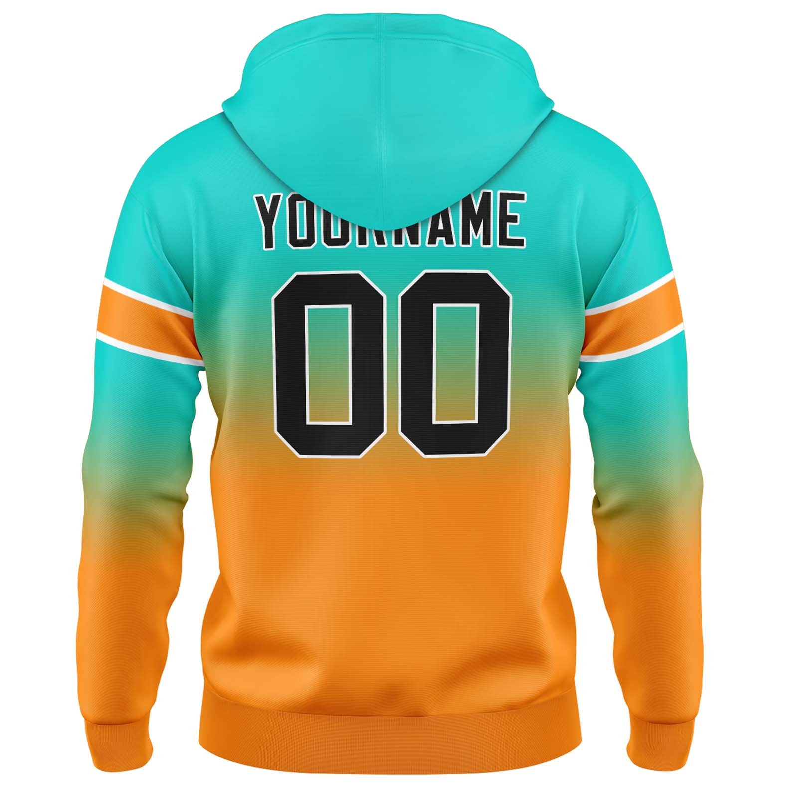 Custom Teal Orange Gradient Hoodie for Women Men and Youths Personalized Pullover Football Sweatshirt