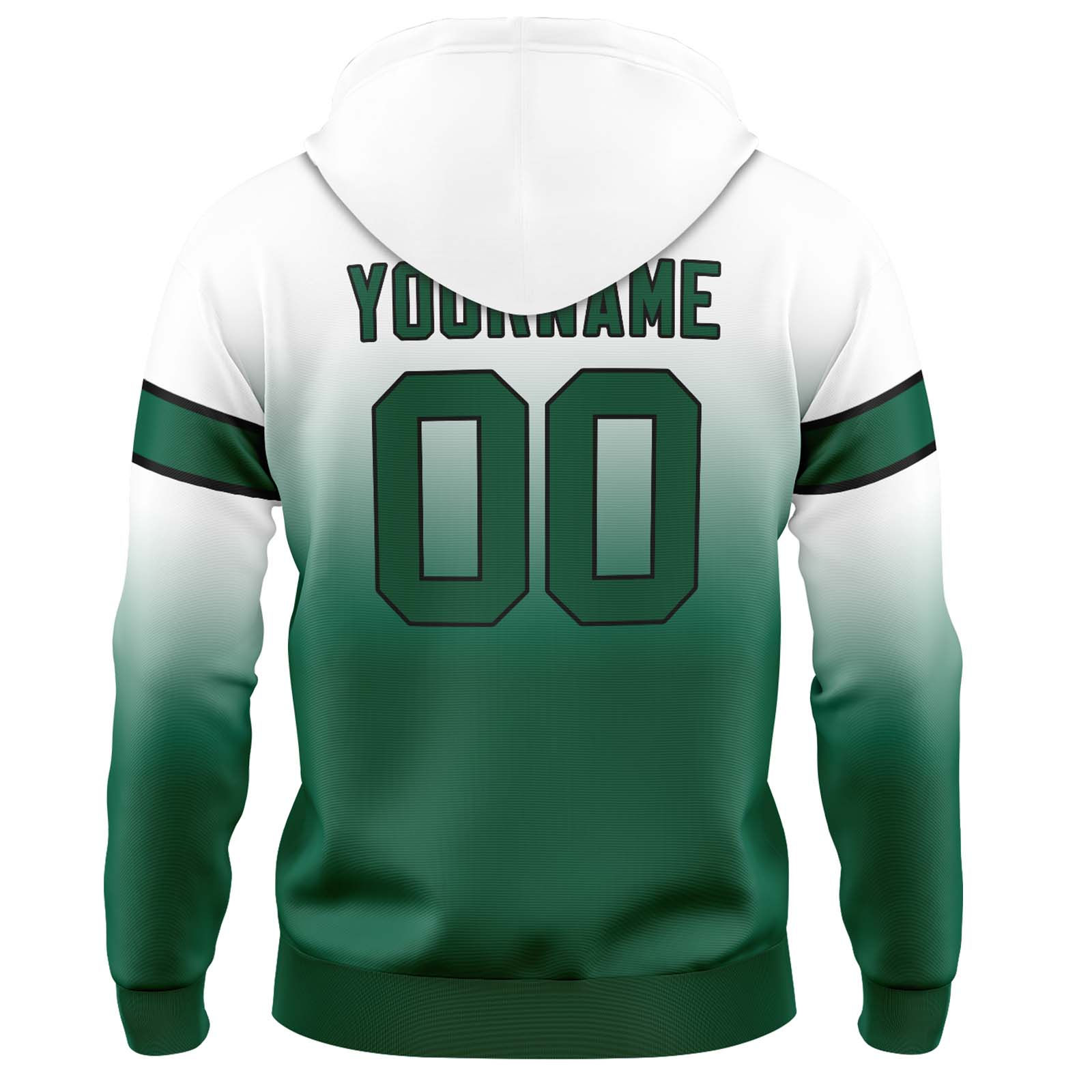 Custom White Green Gradient Hoodie for Women Men and Youths Personalized Pullover Football Sweatshirt