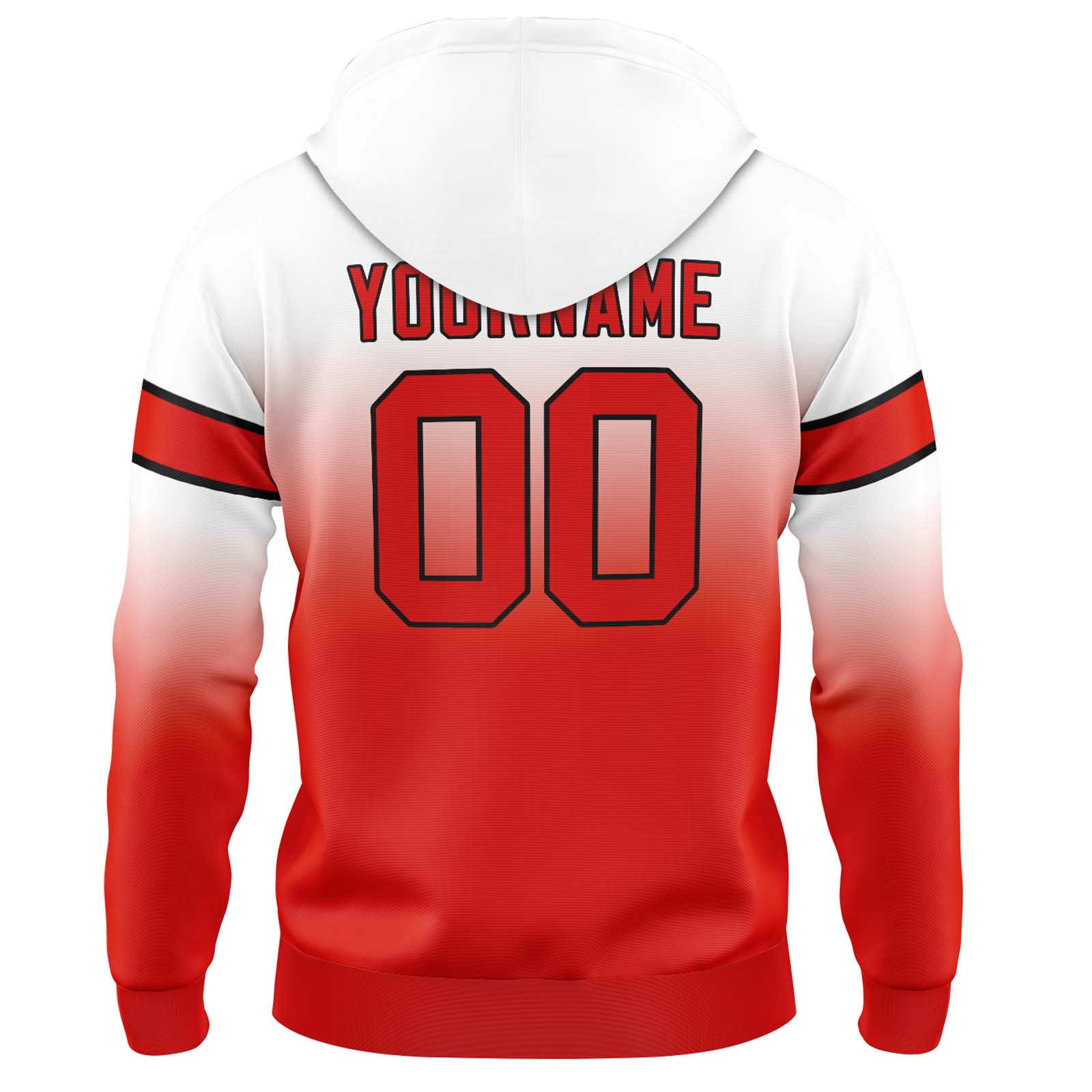 Custom White Red Gradient Hoodie for Women Men and Youths Personalized Pullover Football Sweatshirt