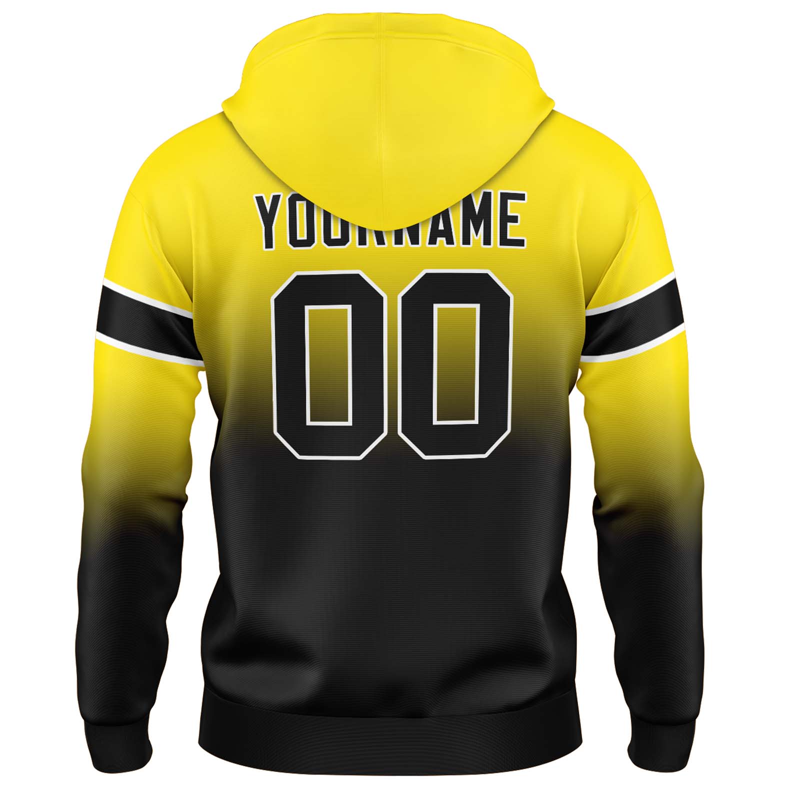 Custom Yellow Black Gradient Hoodie for Women Men and Youths Personalized Pullover Football Sweatshirt