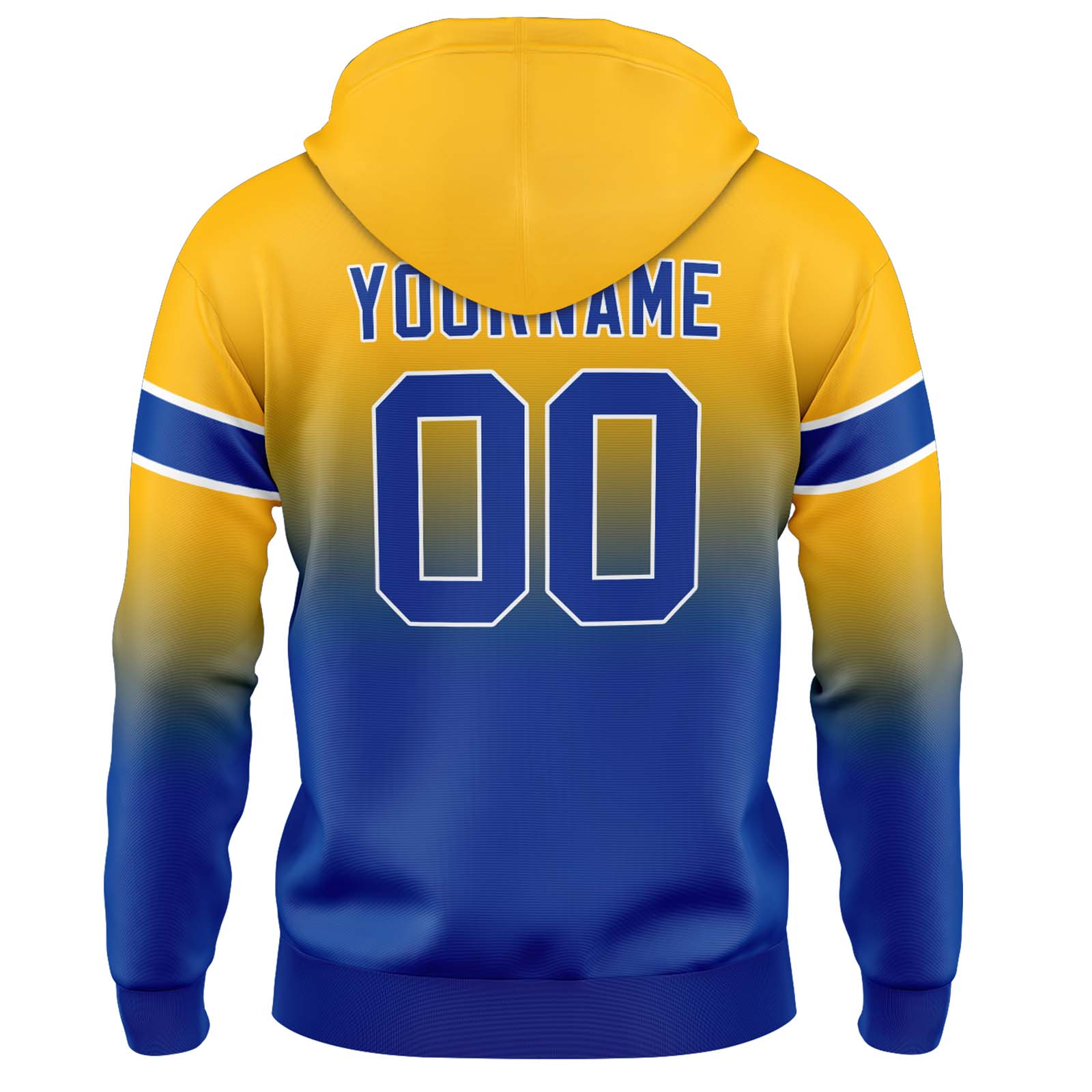 Custom Yellow Blue Gradient Hoodie for Women Men and Youths Personalized Pullover Football Sweatshirt