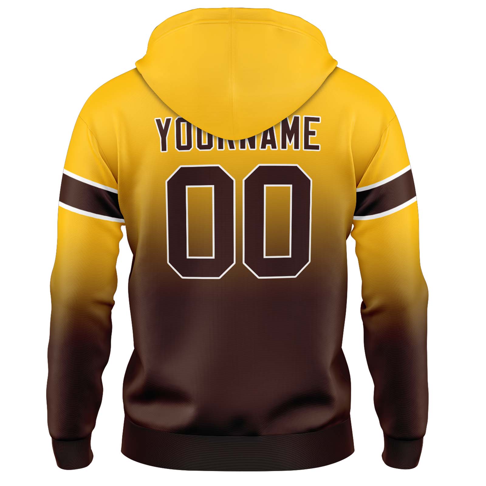 Custom Yellow Brown Gradient Hoodie for Women Men and Youths Personalized Pullover Football Sweatshirt