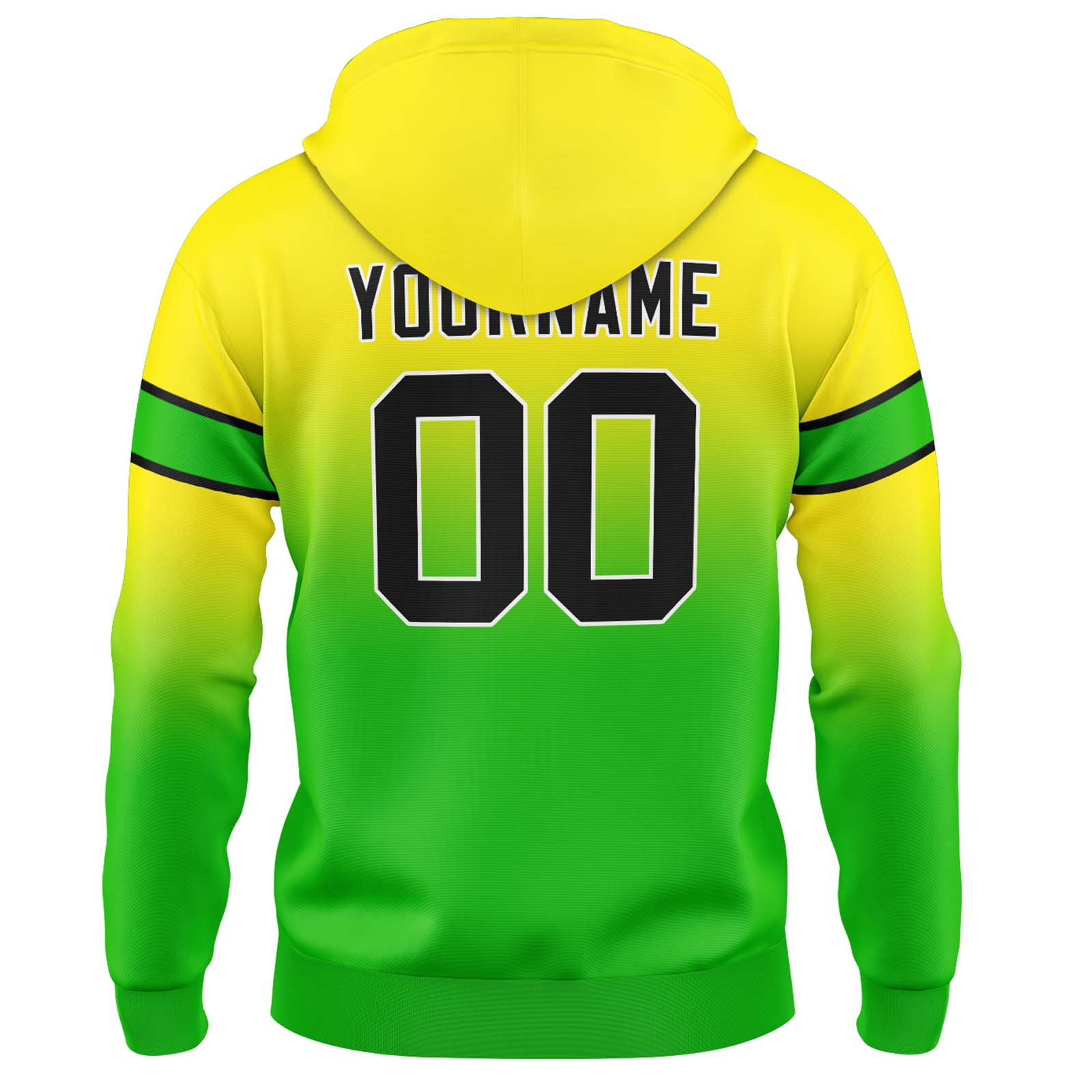 Custom Yellow Green Gradient Hoodie for Women Men and Youths Personalized Pullover Football Sweatshirt
