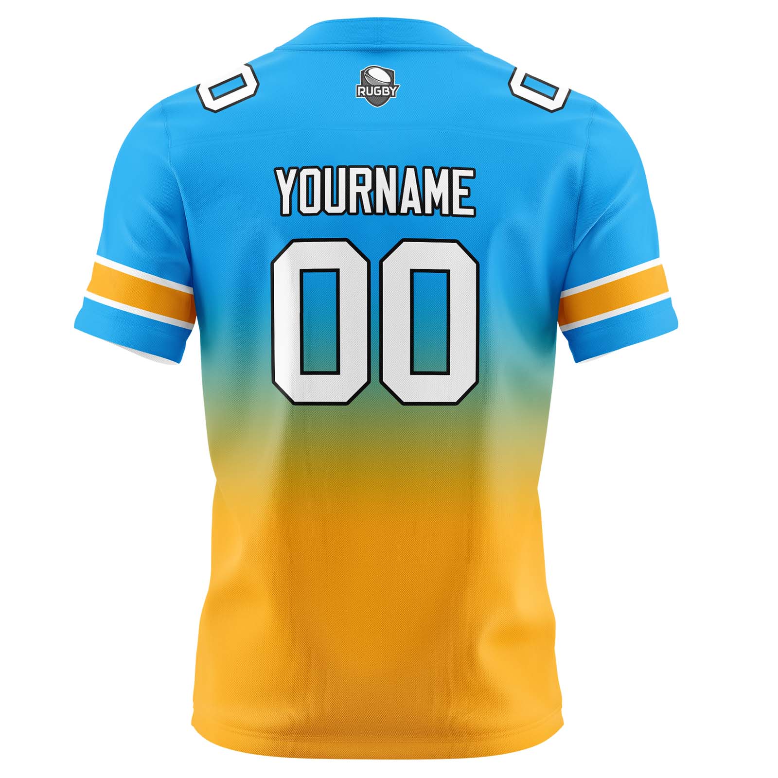 Custom Light Blue&Orange Gradient Football Jerseys Personalized Name Number Logo