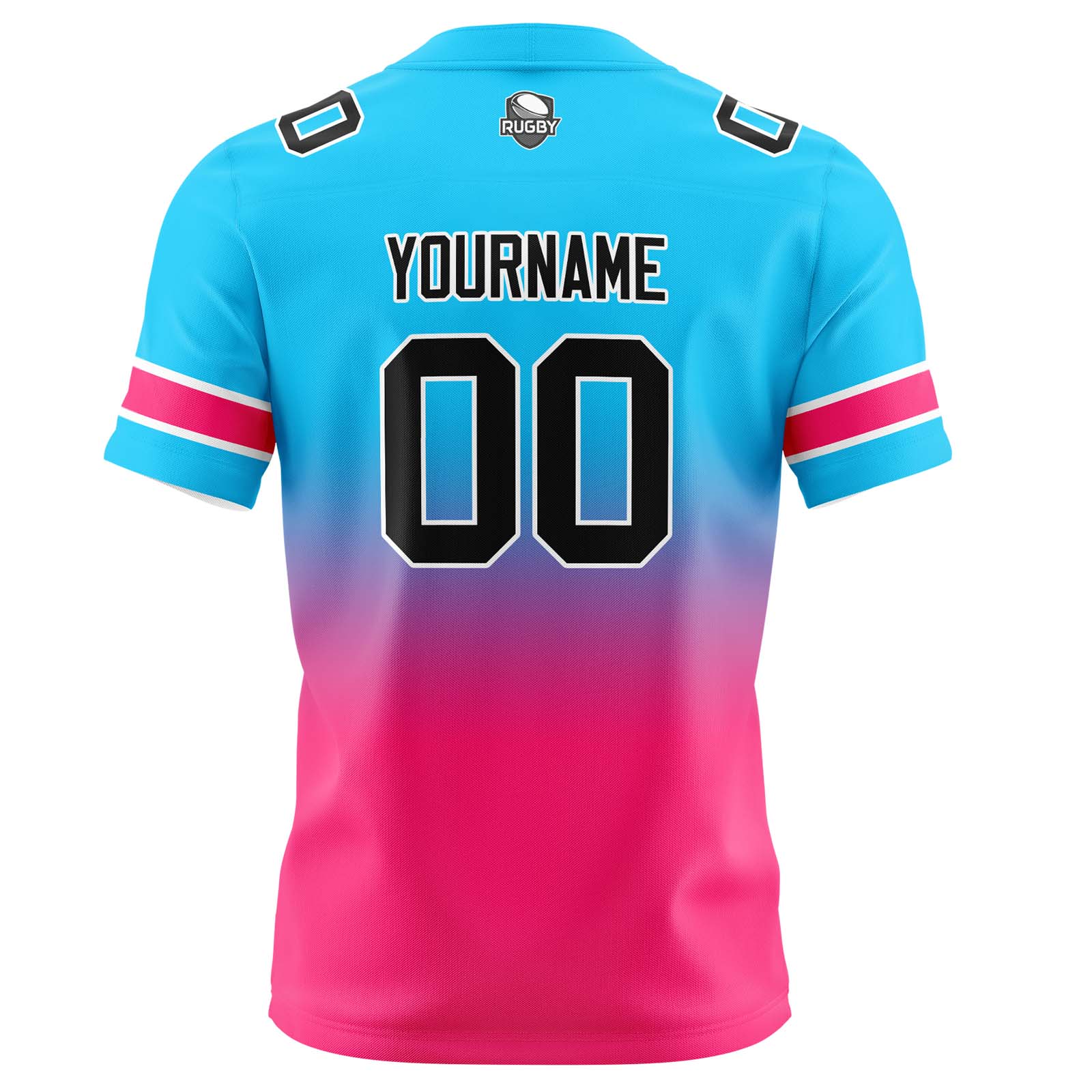 Custom Light Blue&Pink Gradient Football Jerseys Personalized Name Number Logo