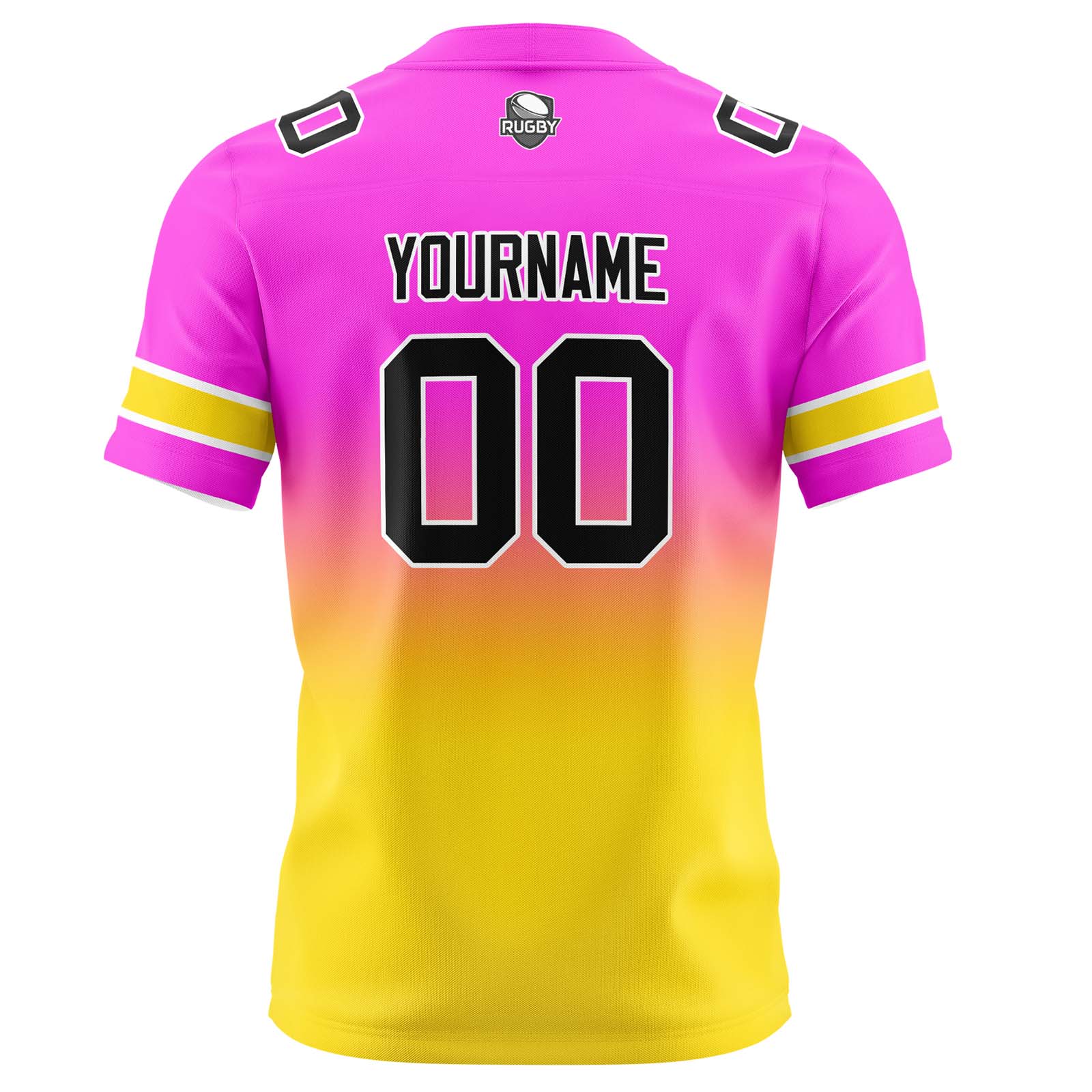 Custom Pink&Yellow Gradient Football Jerseys Personalized Name Number Logo